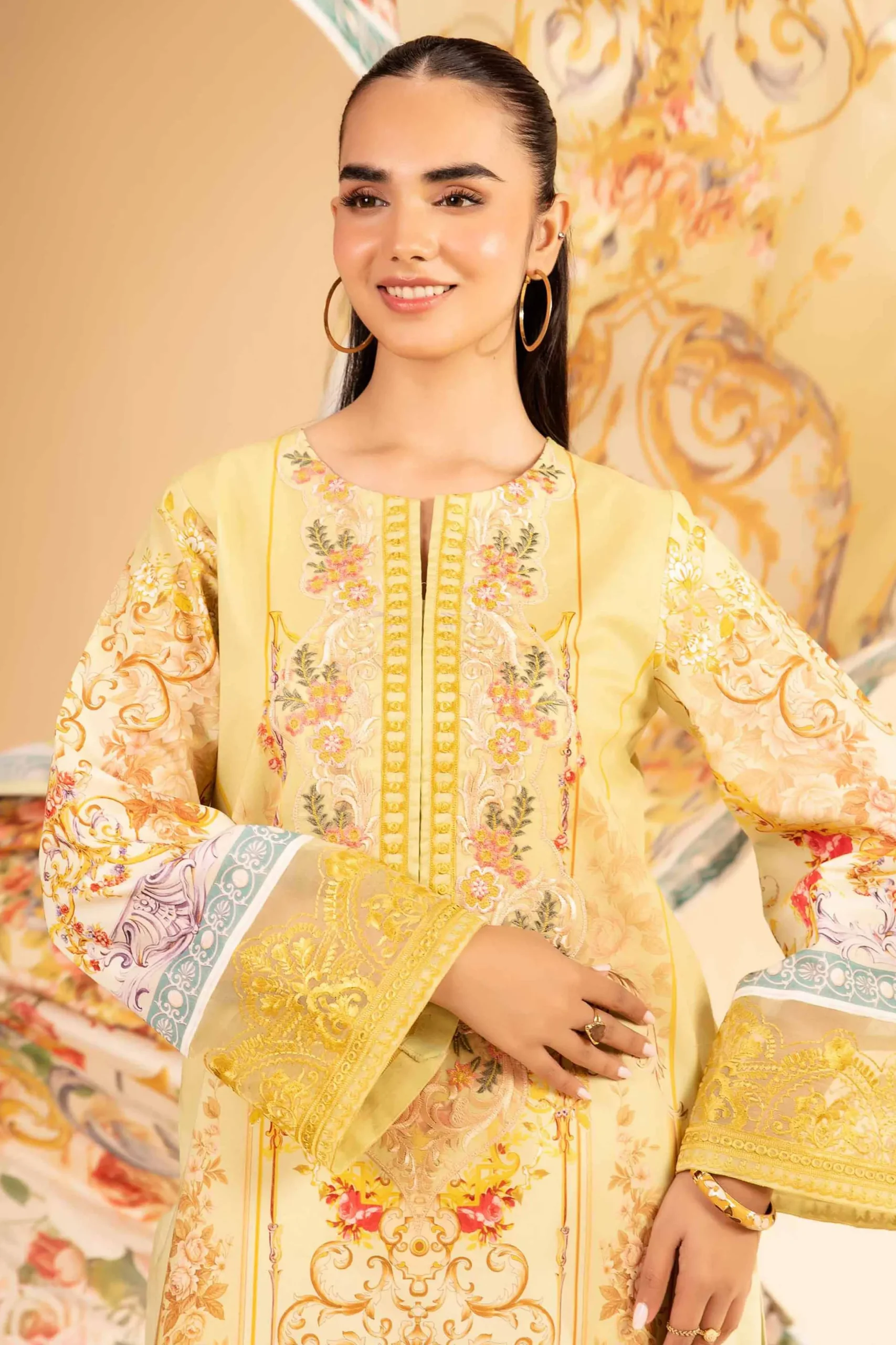 3 Piece - Digital Printed Embroidered Suit - 42501847