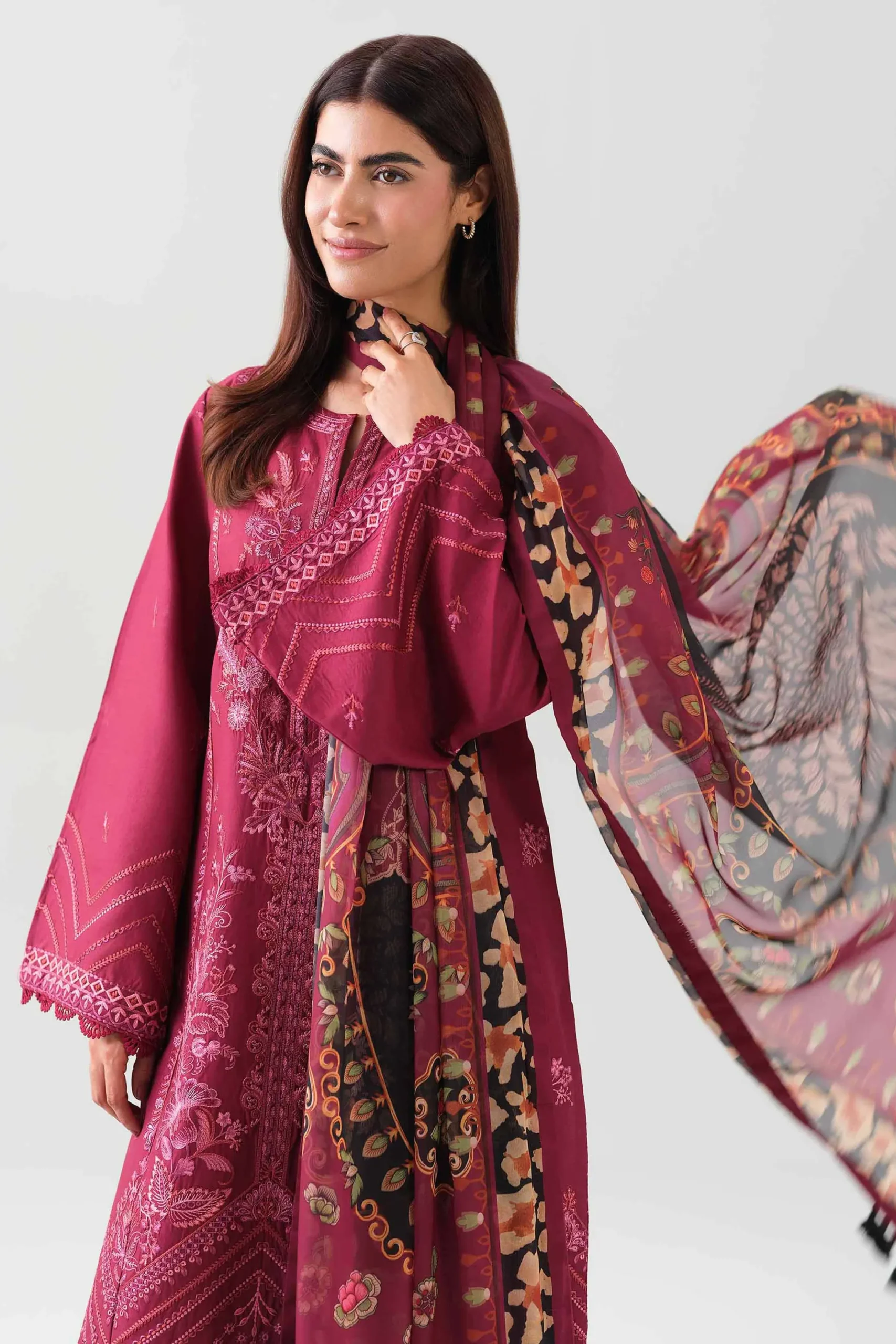 3 Piece - Digital Printed Embroidered Suit - 42601072