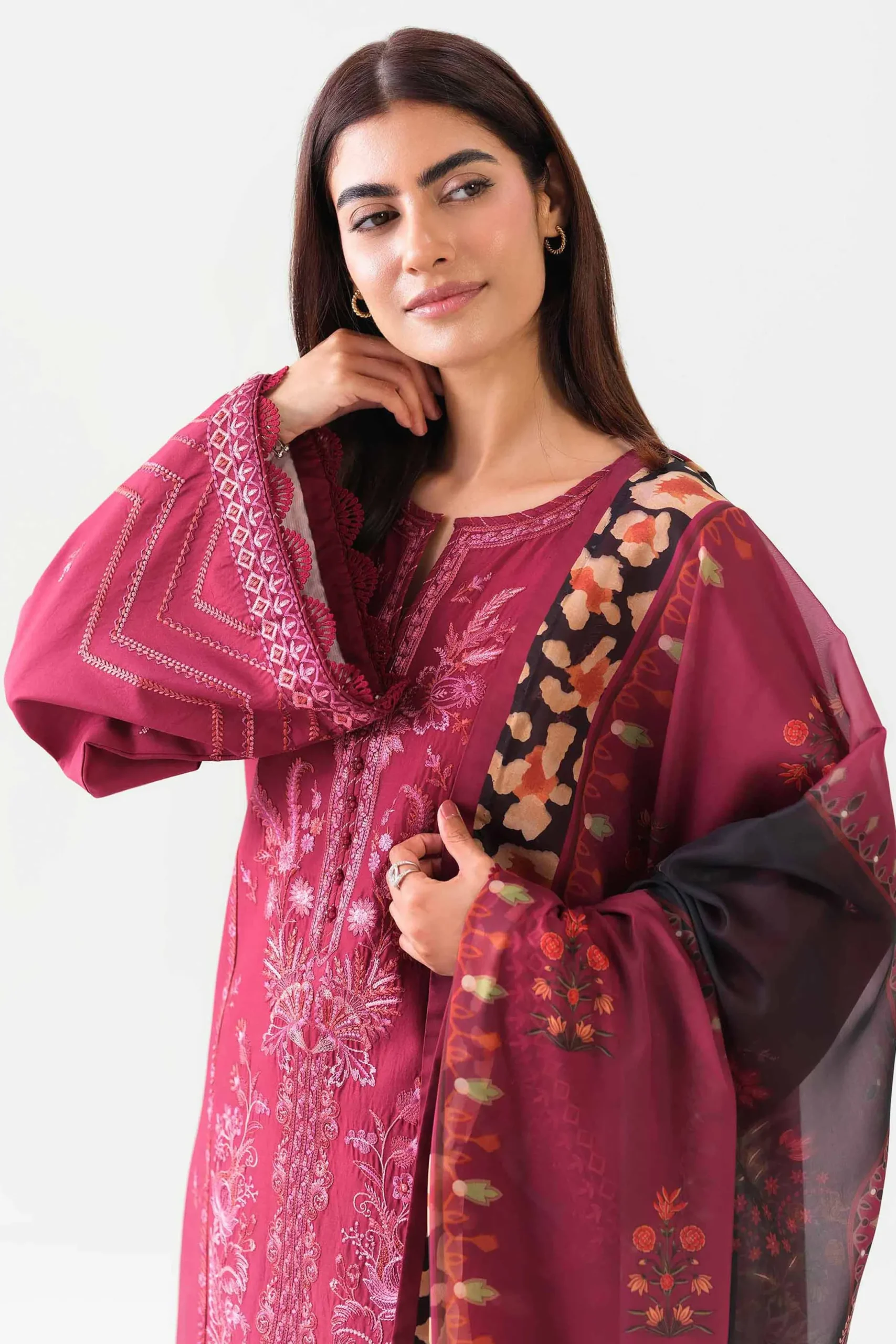 3 Piece - Digital Printed Embroidered Suit - 42601072