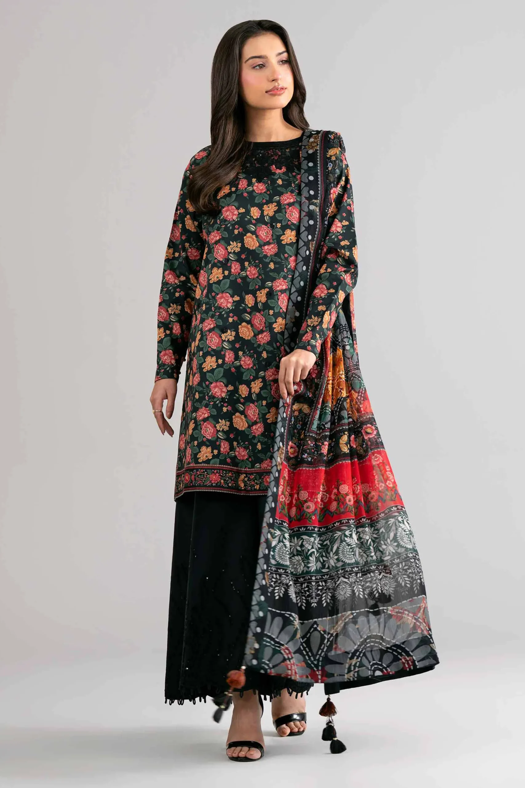 3 Piece - Digital Printed Embroidered Suit - 42601746