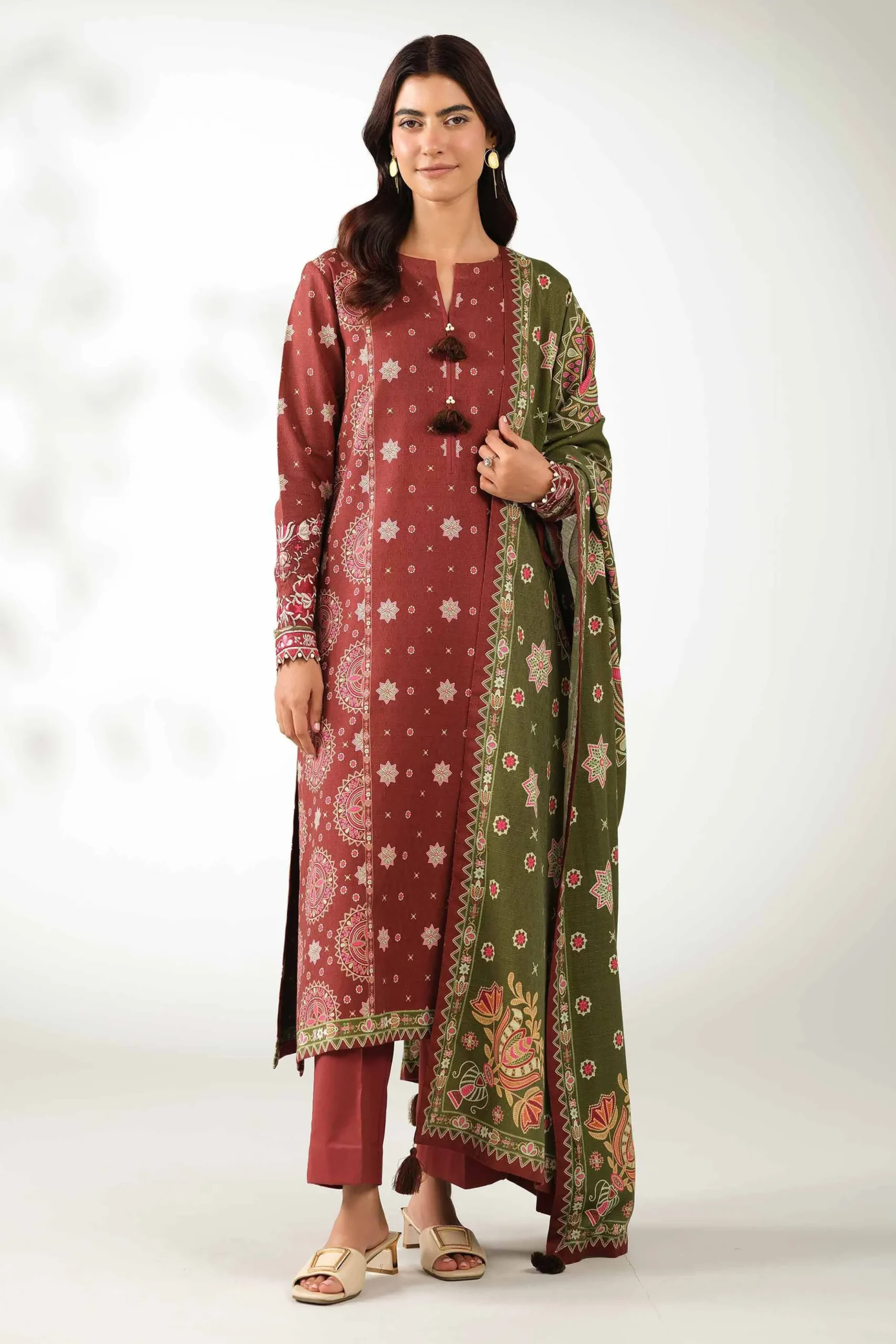 3 Piece - Digital Printed Embroidered Suit - 42502640