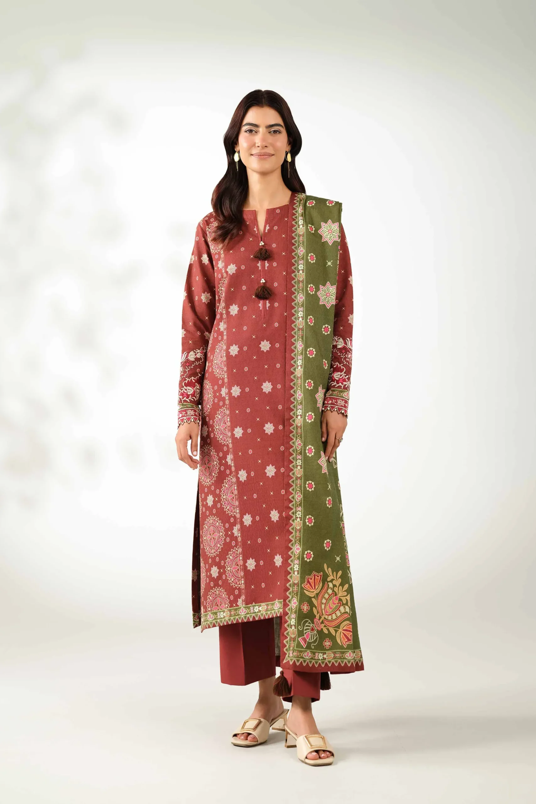 3 Piece - Digital Printed Embroidered Suit - 42502640