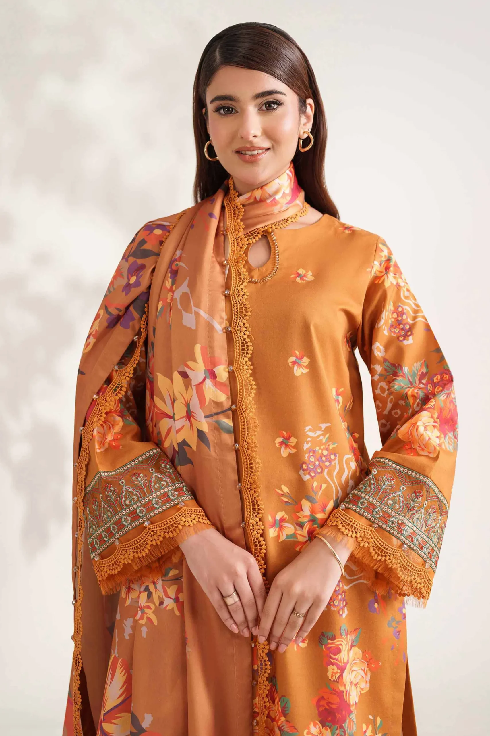 3 Piece - Digital Printed Embroidered Suit - 42502219