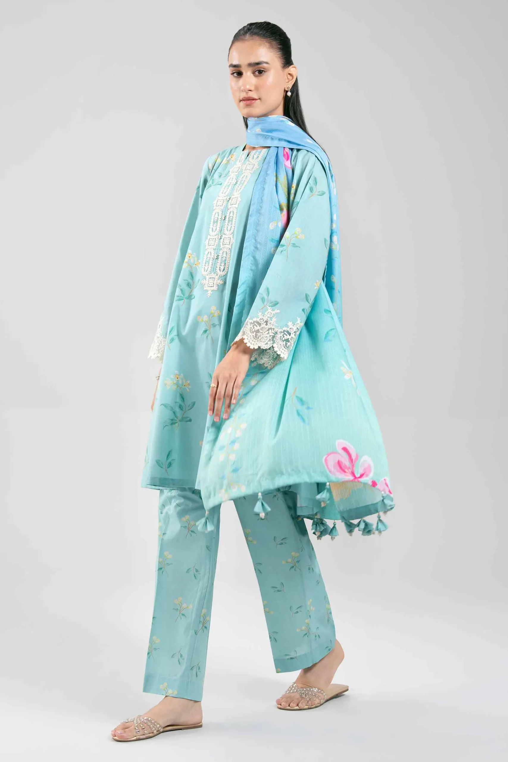 3 Piece - Digital Printed Embroidered Suit - 42601201