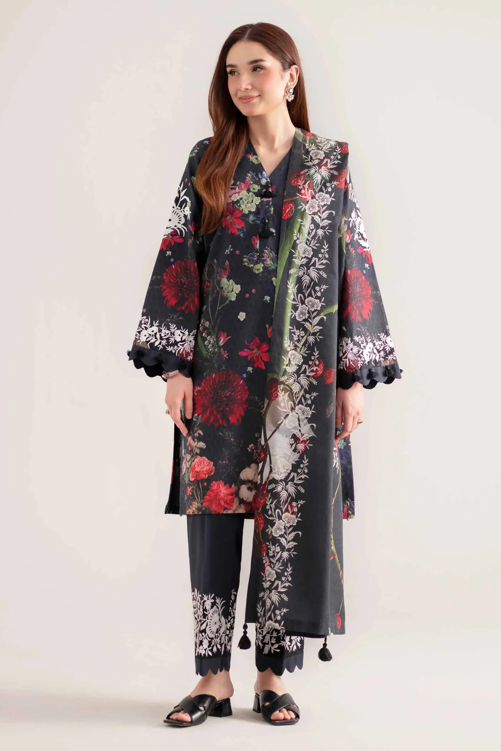3 Piece - Digital Printed Embroidered Suit - 42502634