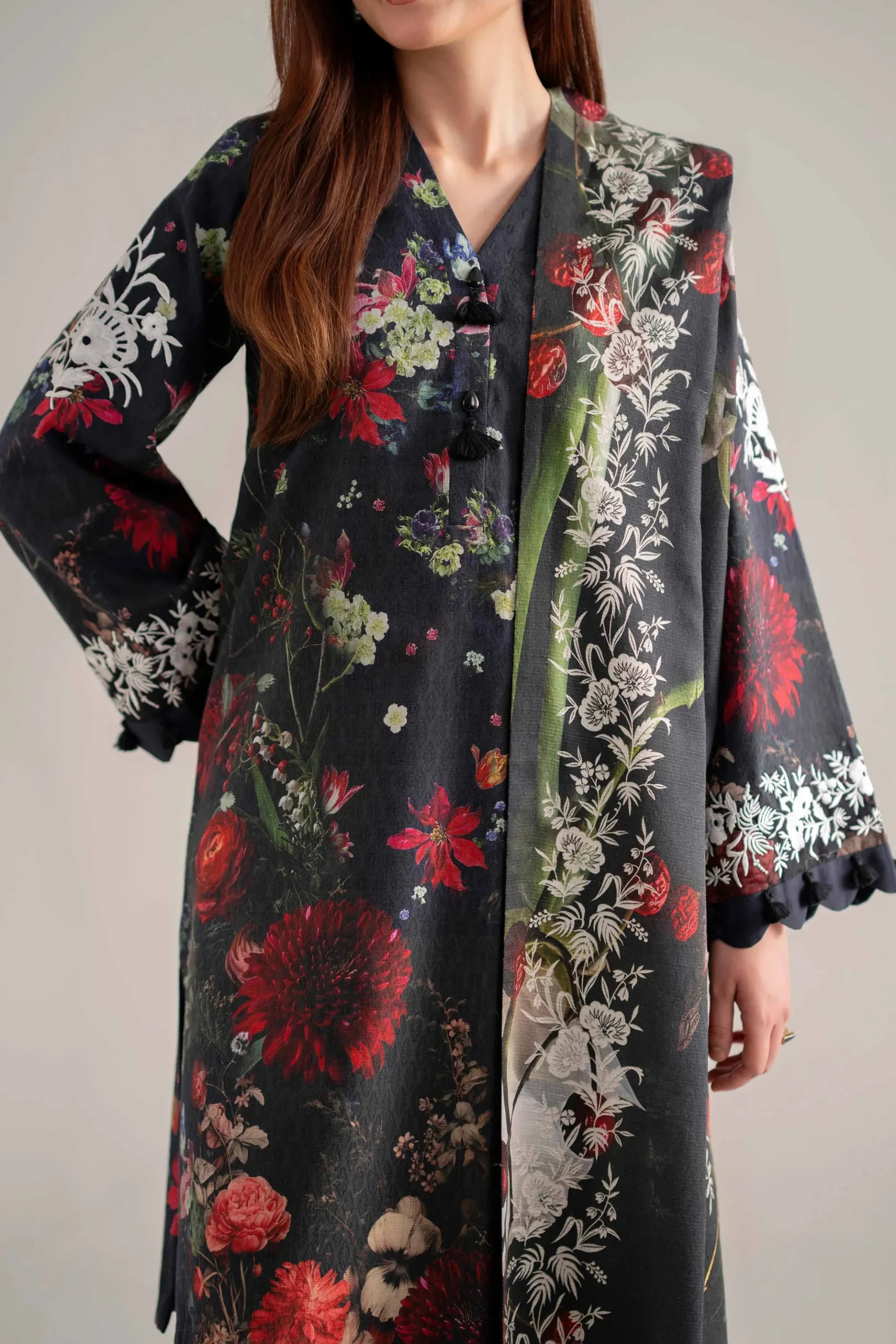 3 Piece - Digital Printed Embroidered Suit - 42502634