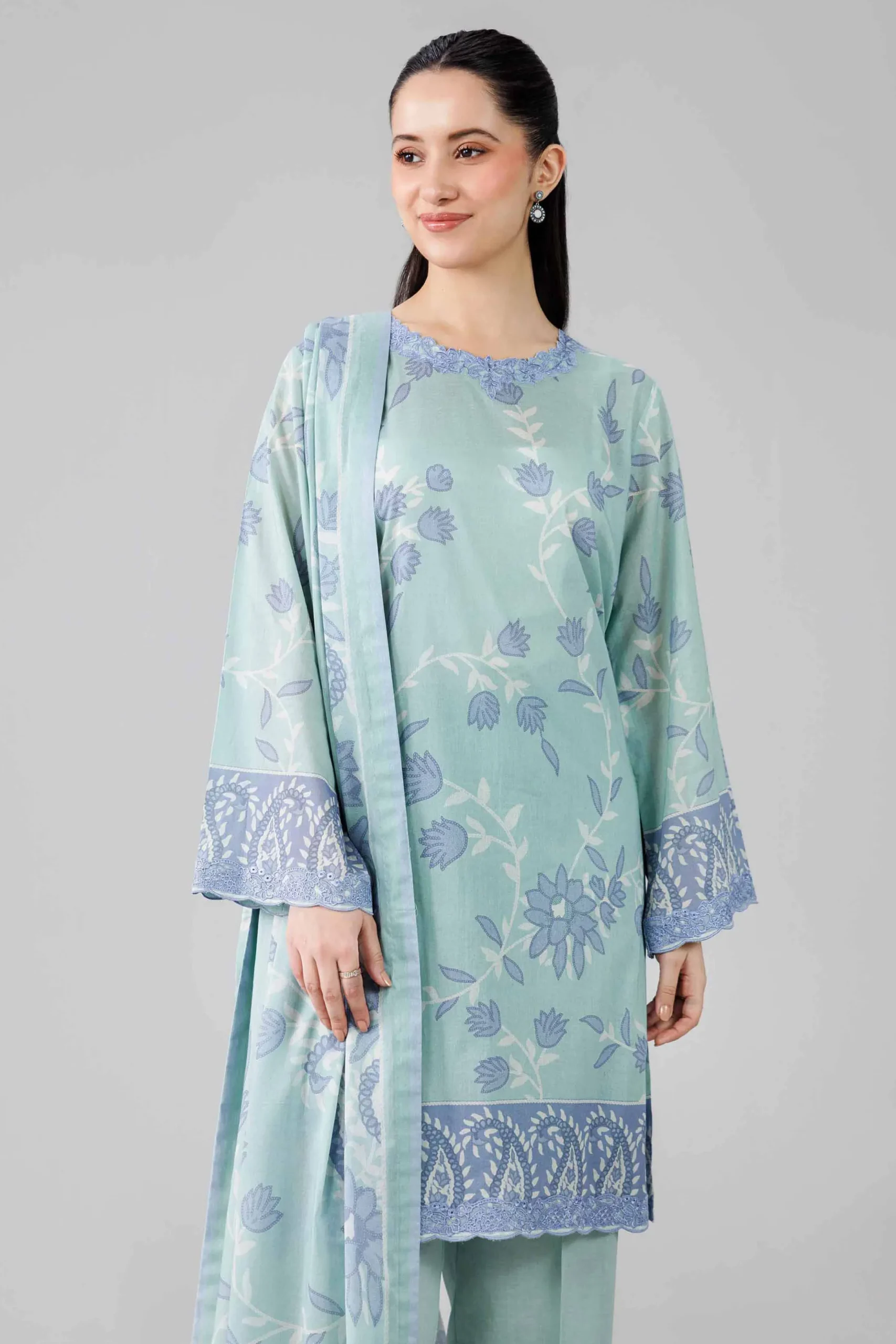 3 Piece - Digital Printed Embroidered Suit - 42601839