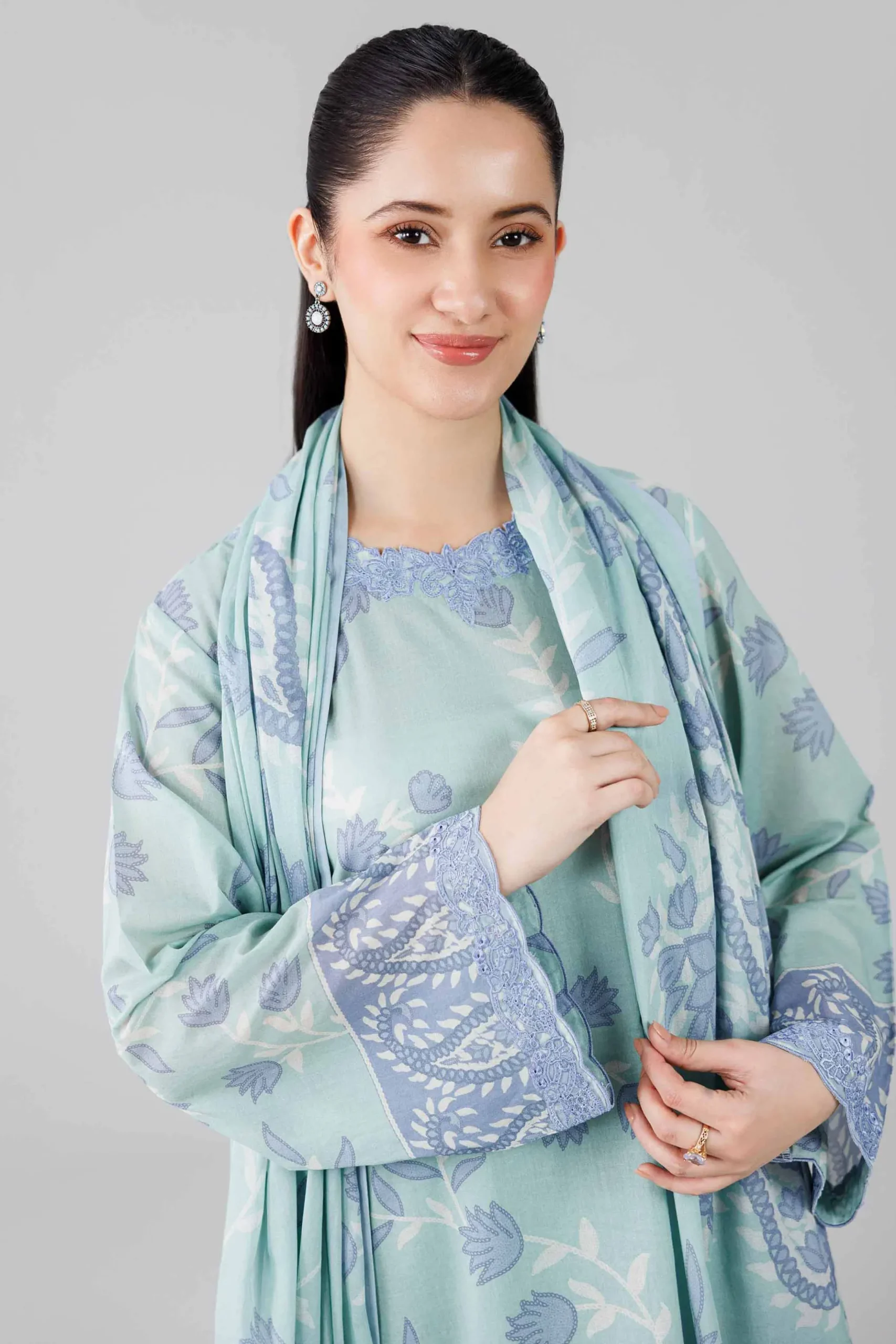 3 Piece - Digital Printed Embroidered Suit - 42601839