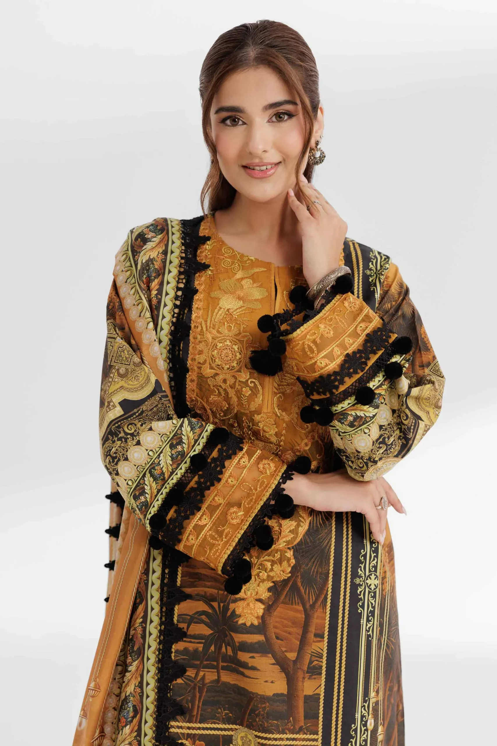 3 Piece - Digital Printed Embroidered Suit - 42502143