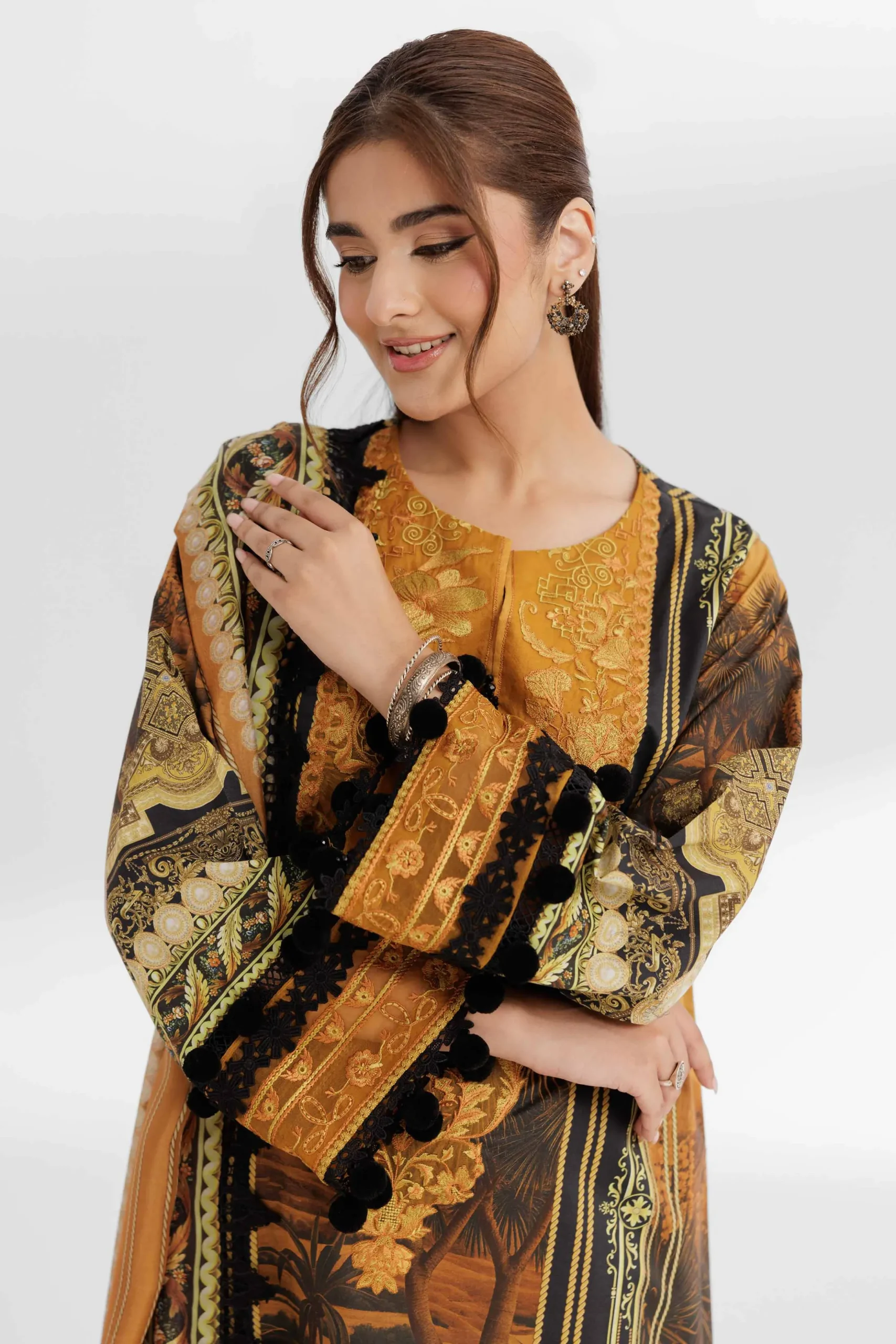 3 Piece - Digital Printed Embroidered Suit - 42502143