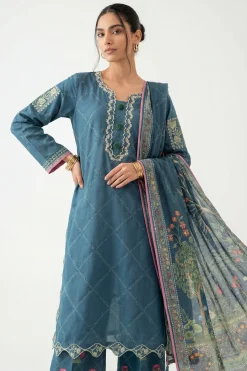 3 Piece - Digital Printed Embroidered Suit - 42601358