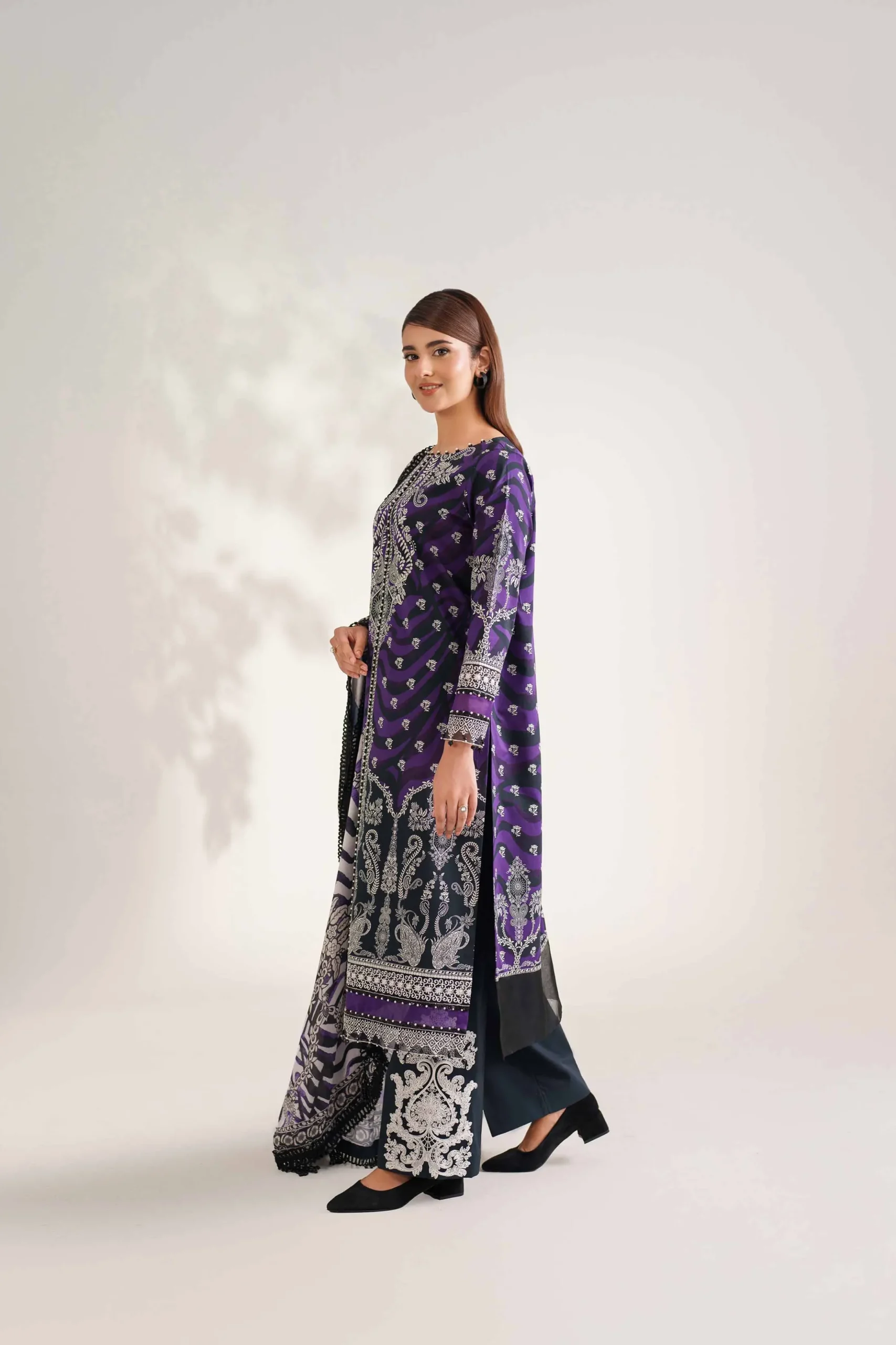 3 Piece - Digital Printed Embroidered Suit - 42502223