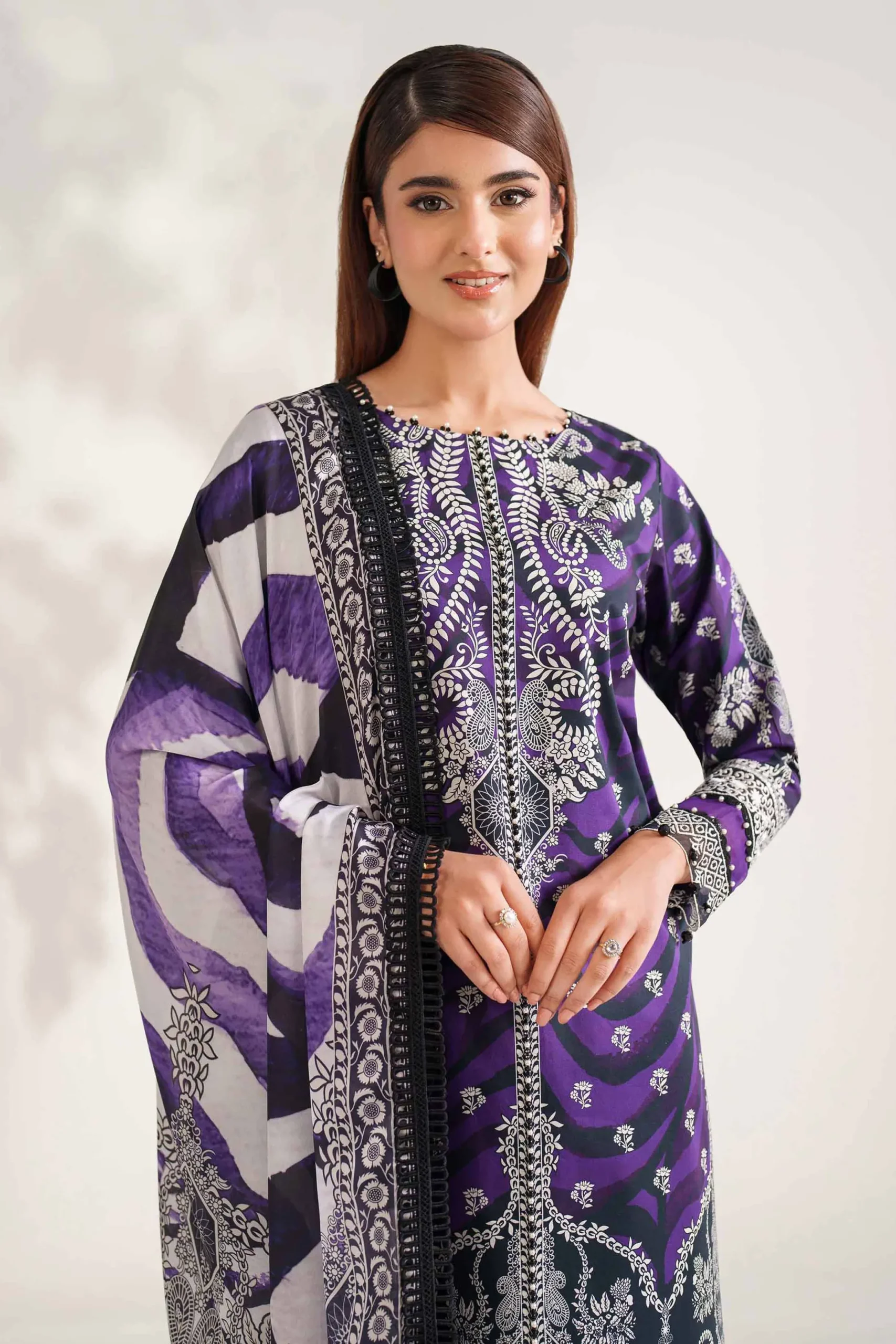 3 Piece - Digital Printed Embroidered Suit - 42502223