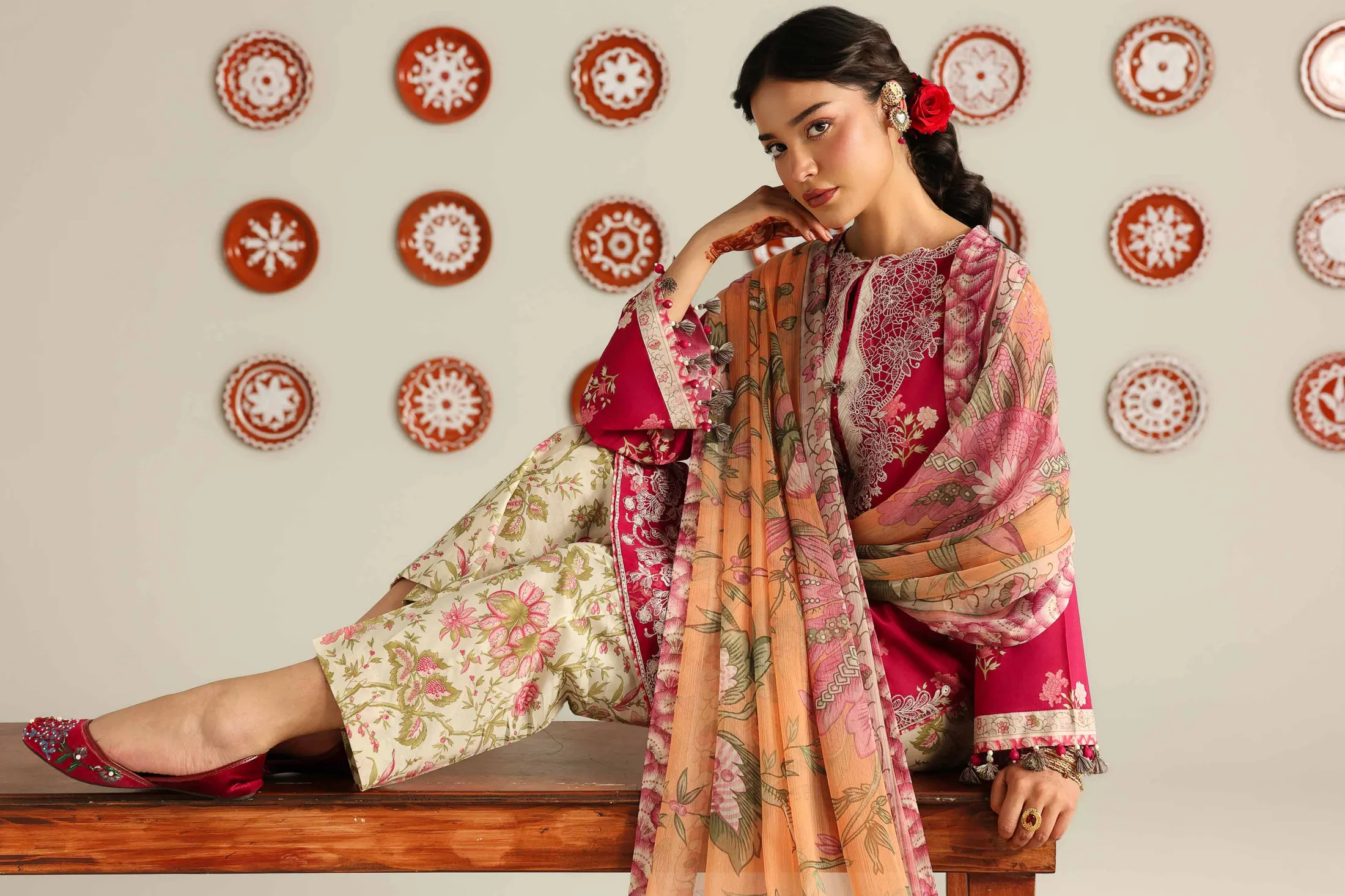 3 Piece - Digital Printed Embroidered Suit - 42601916
