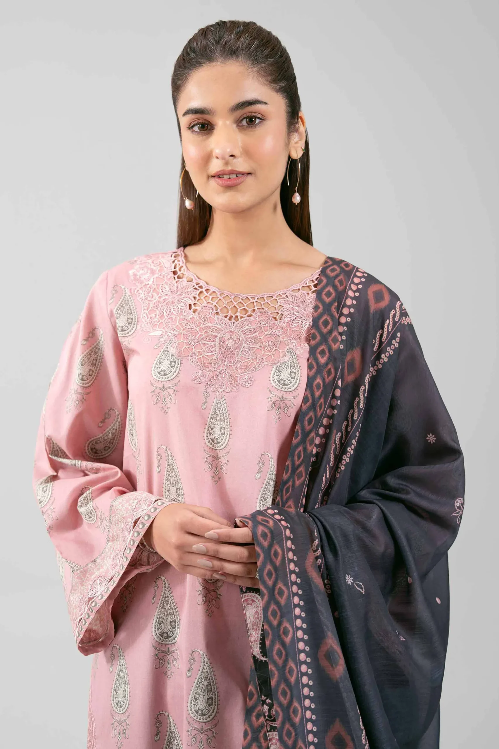 3 Piece - Digital Printed Embroidered Suit - 42601363