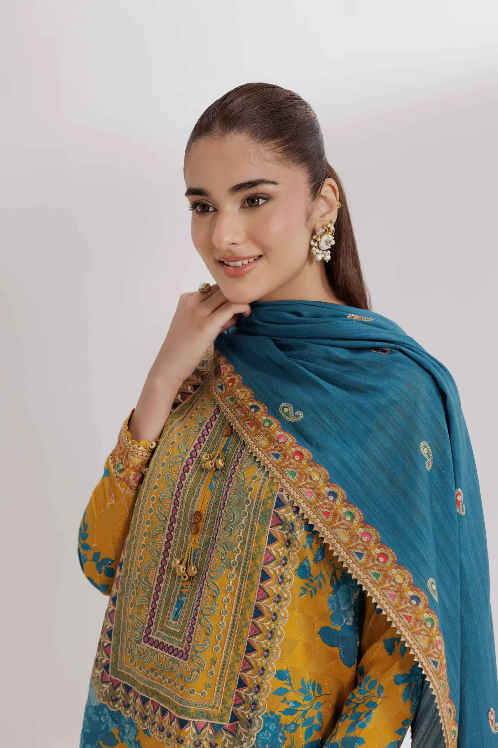 3 Piece - Digital Printed Embroidered Suit - 42502213