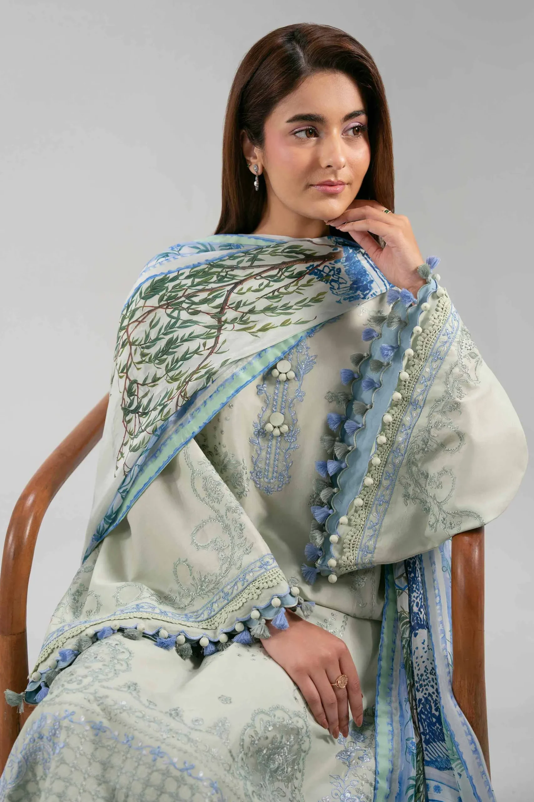 3 Piece - Digital Printed Embroidered Suit - 42601323