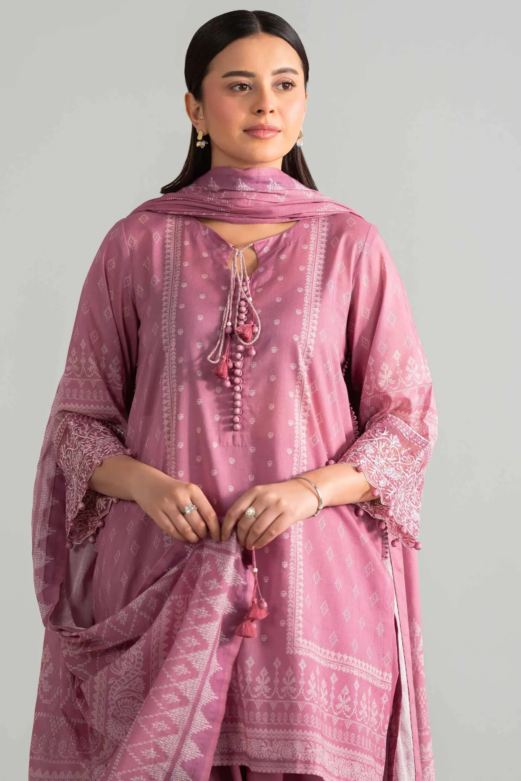 3 Piece - Digital Printed Embroidered Suit - 42601843