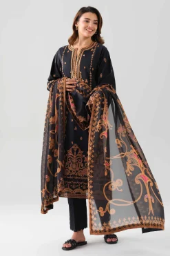 3 Piece - Digital Printed Embroidered Suit - 42601071