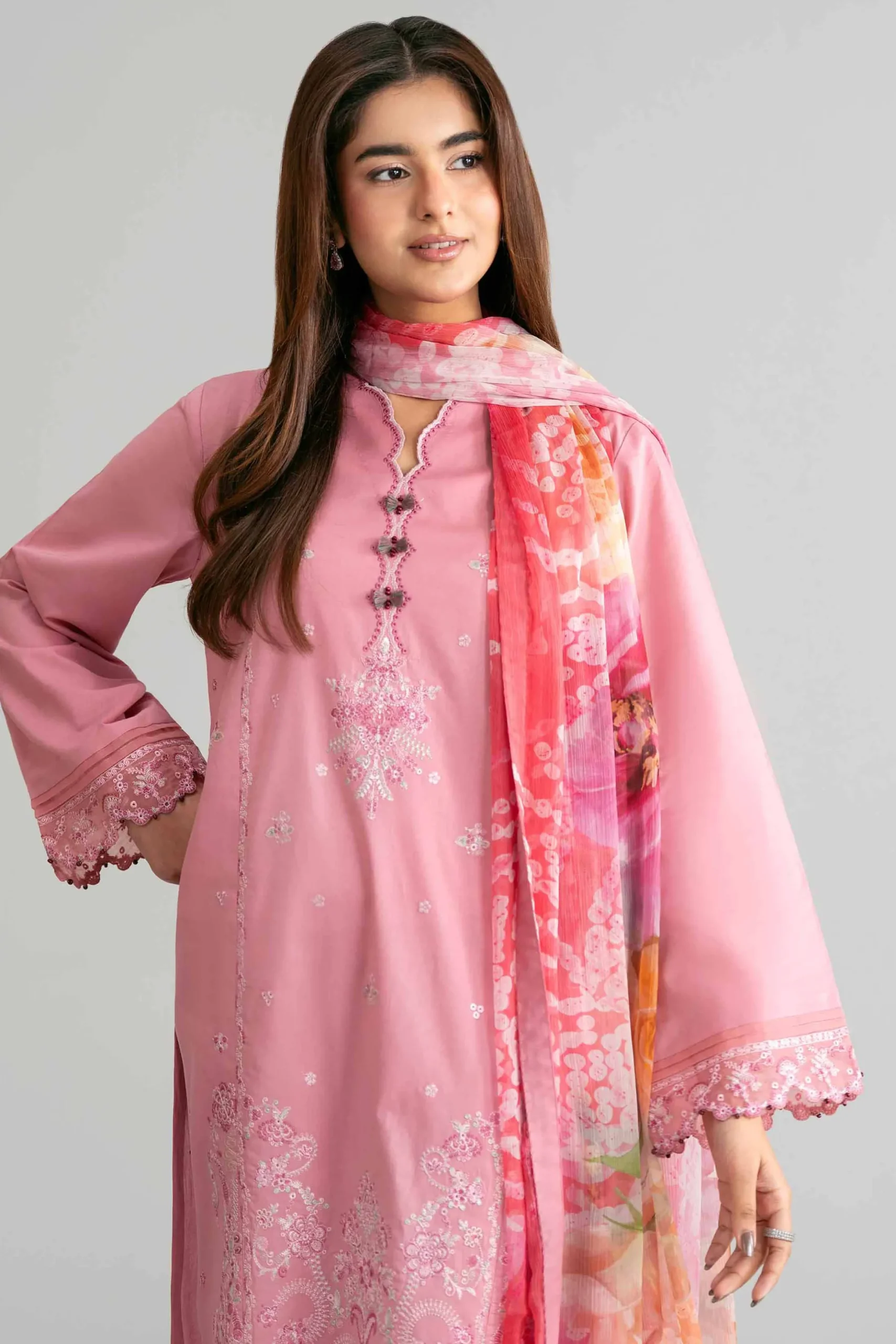 3 Piece - Digital Printed Embroidered Suit - 42601544