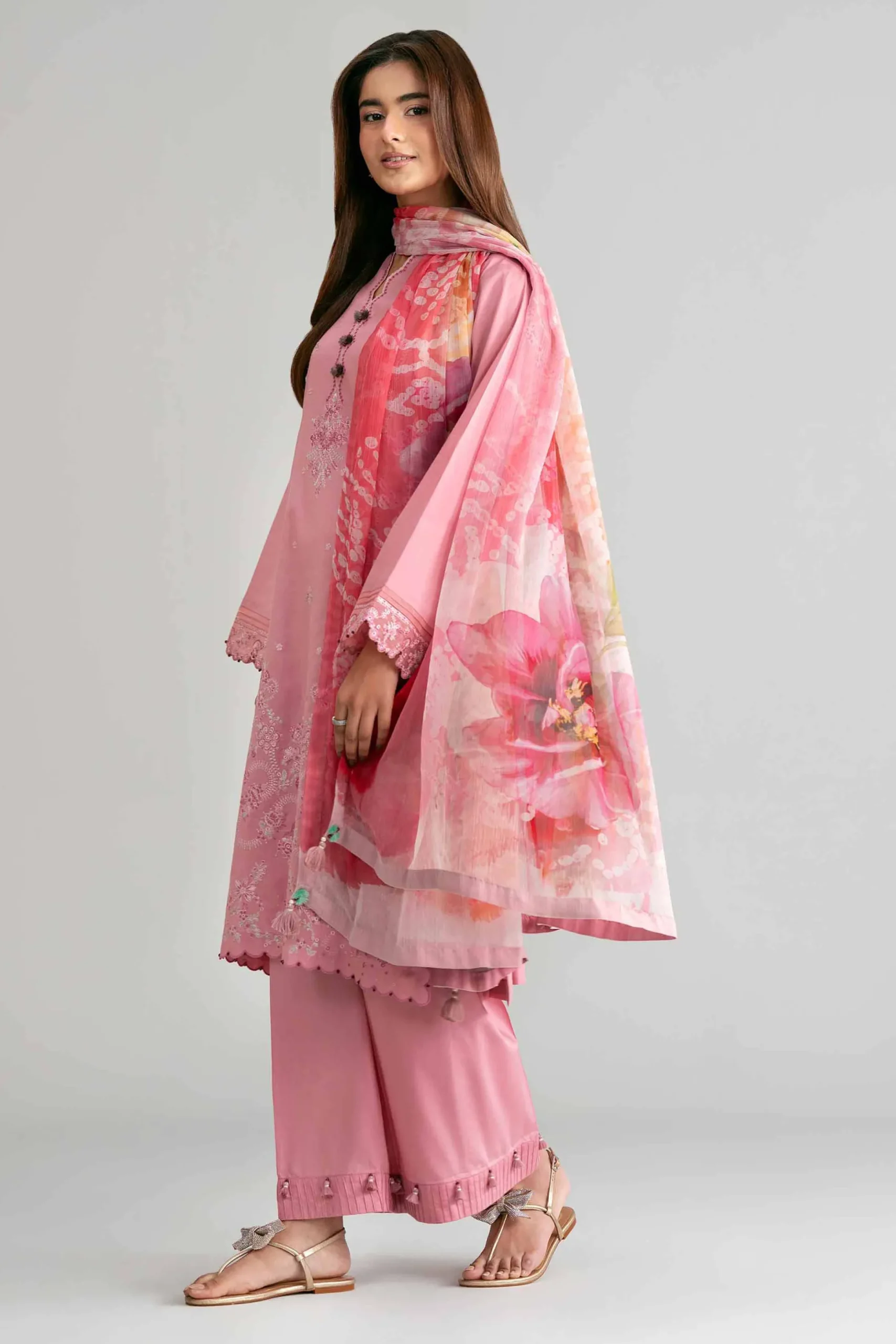 3 Piece - Digital Printed Embroidered Suit - 42601544