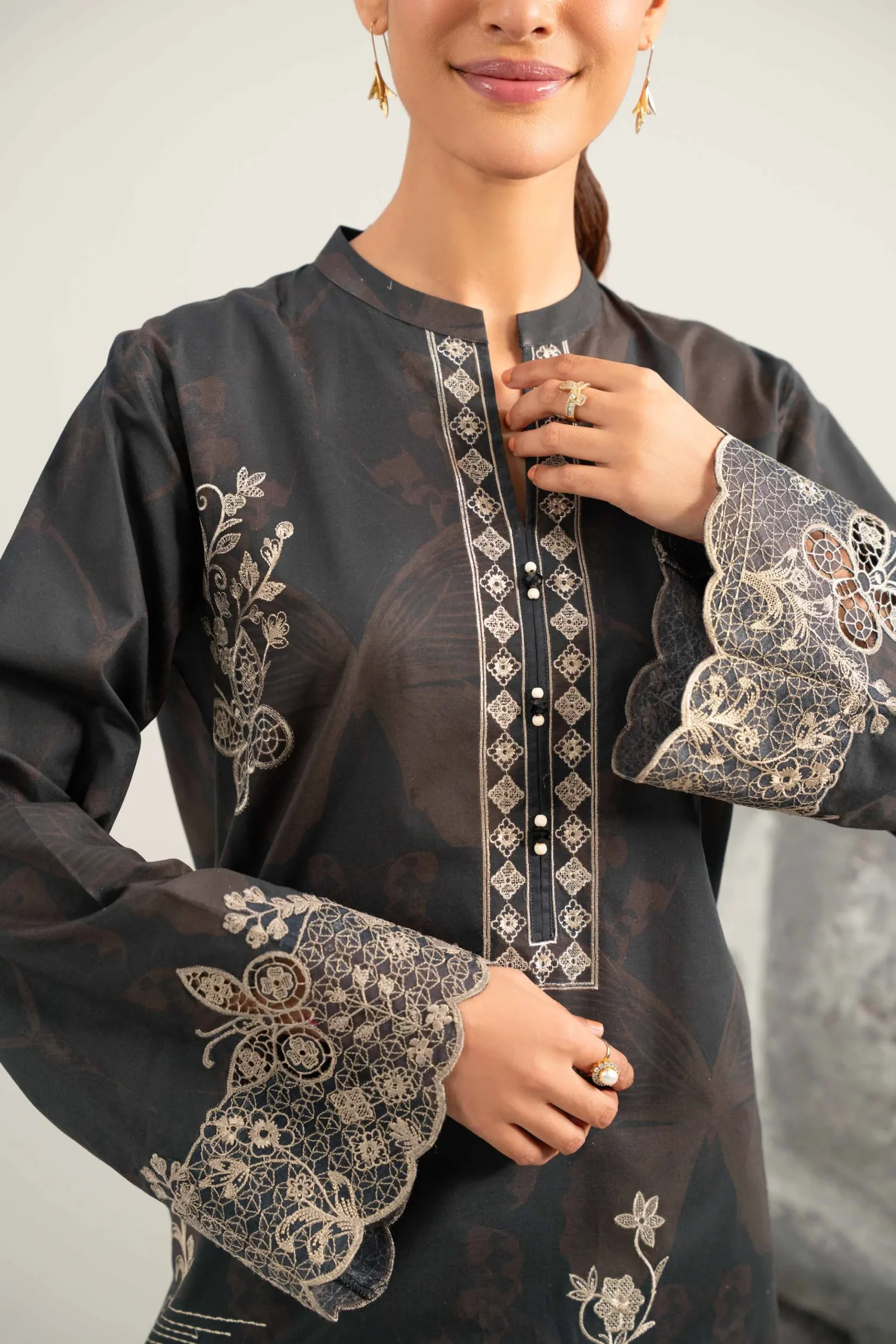3 Piece - Digital Printed Embroidered Suit - 42502034
