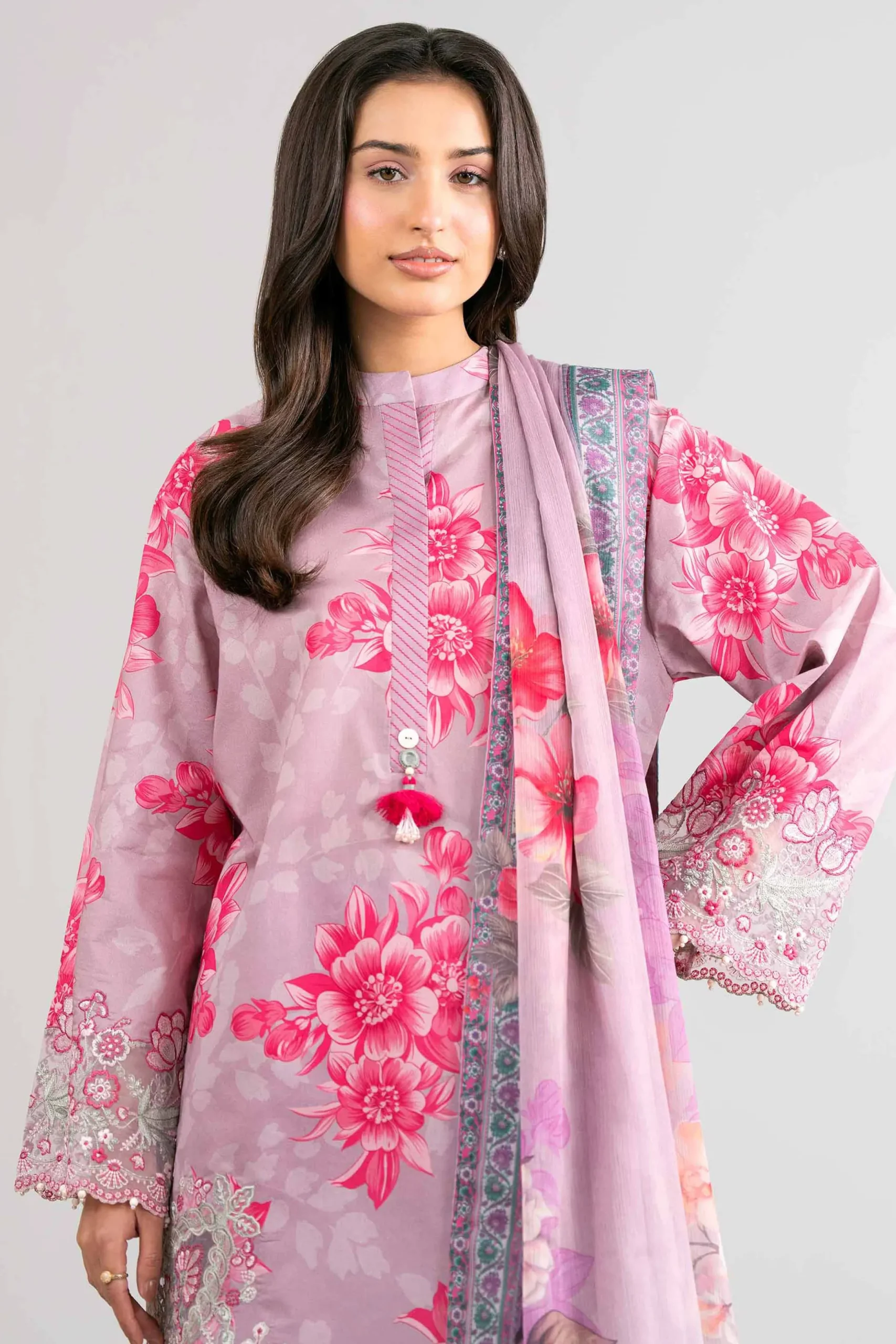 3 Piece - Digital Printed Embroidered Suit - 42601754
