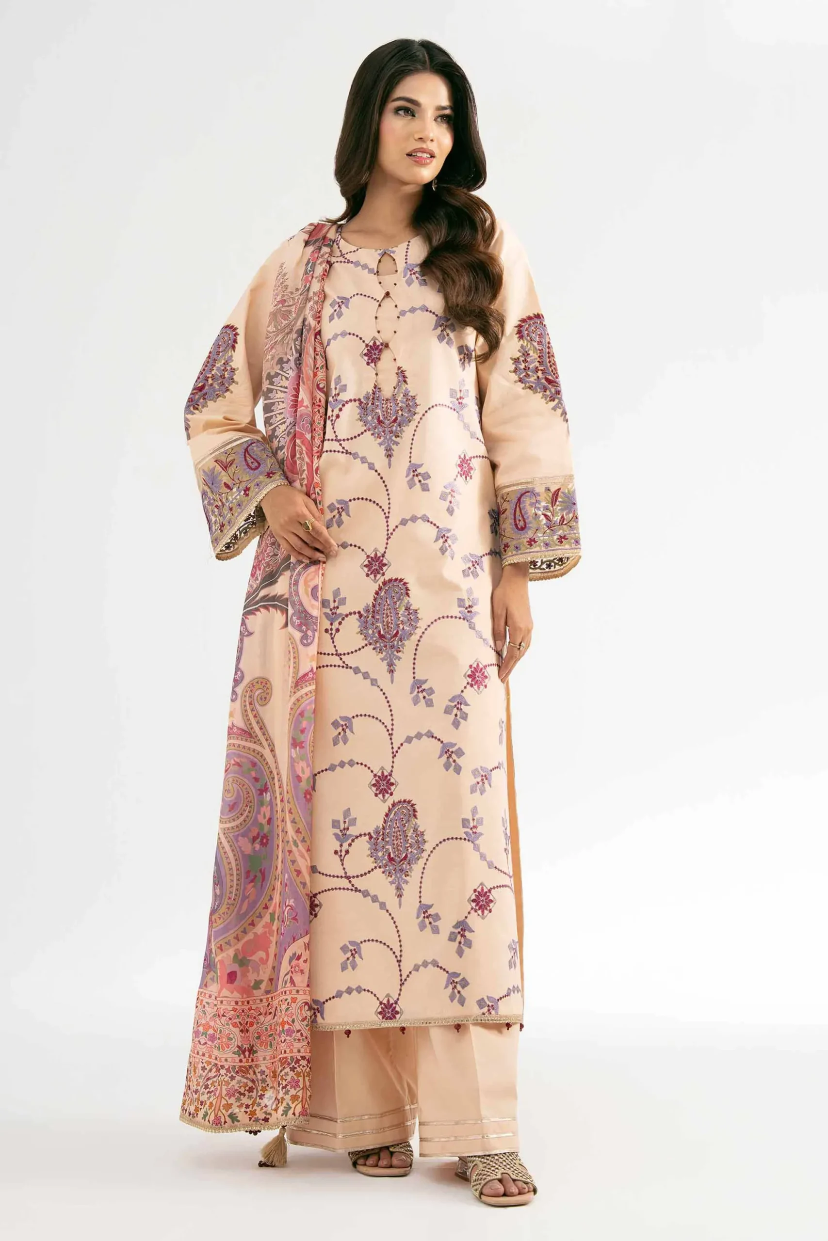 3 Piece - Digital Printed Embroidered Suit - 42501711