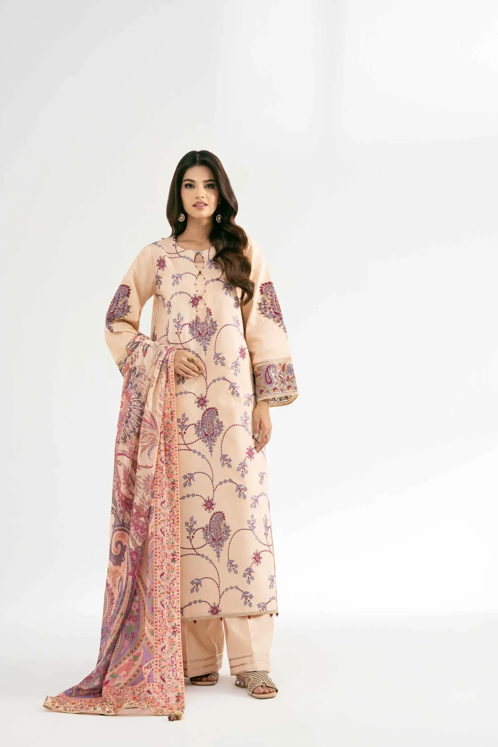 3 Piece - Digital Printed Embroidered Suit - 42501711