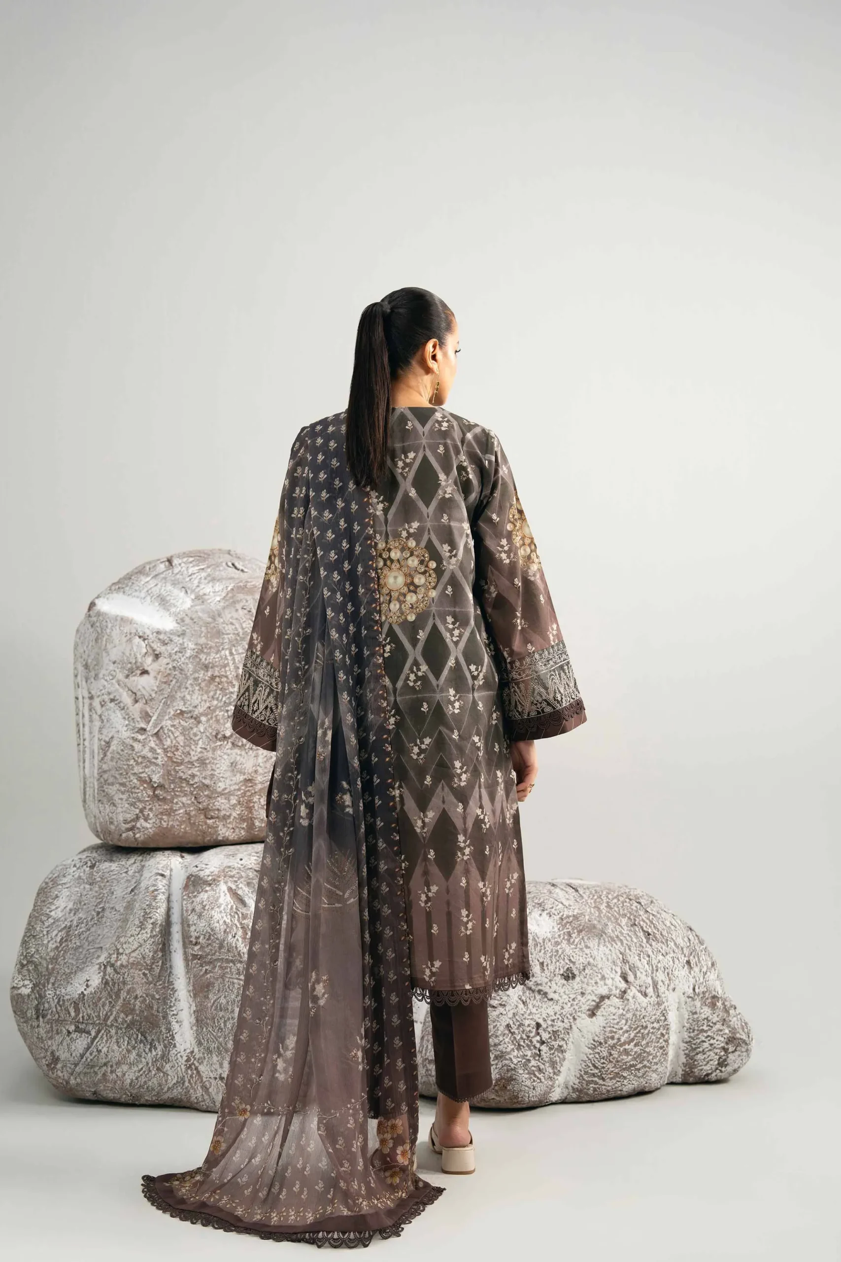 3 Piece - Digital Printed Embroidered Suit - 42502038