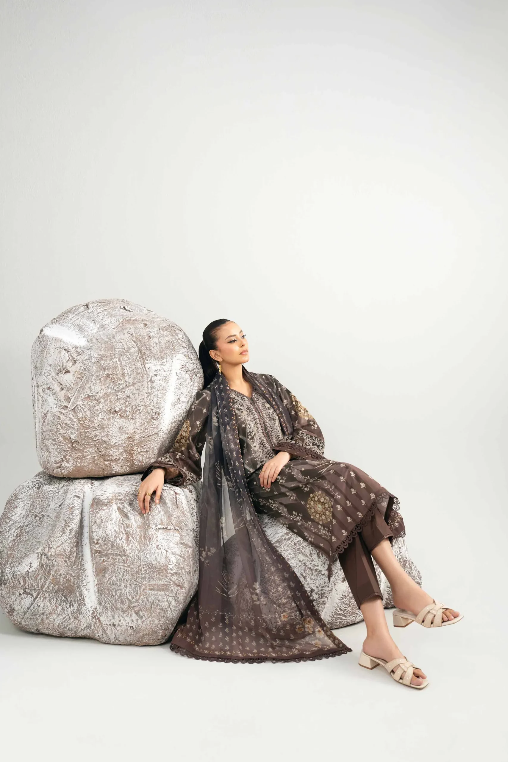 3 Piece - Digital Printed Embroidered Suit - 42502038