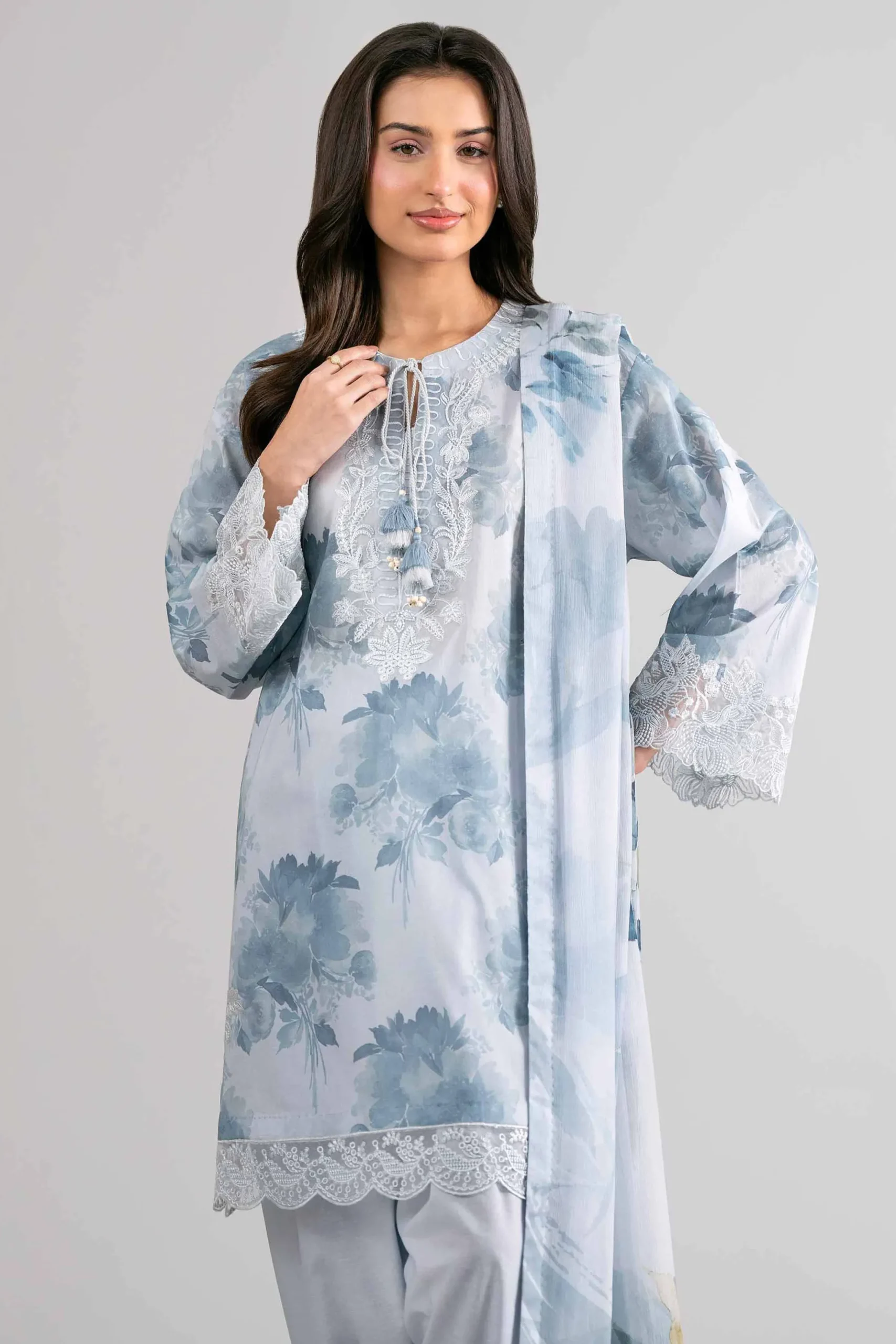 3 Piece - Digital Printed Embroidered Suit - 42601757