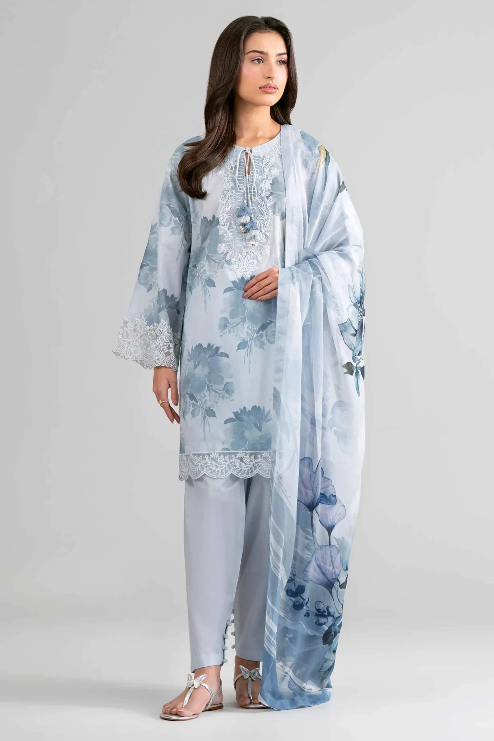 3 Piece - Digital Printed Embroidered Suit - 42601757