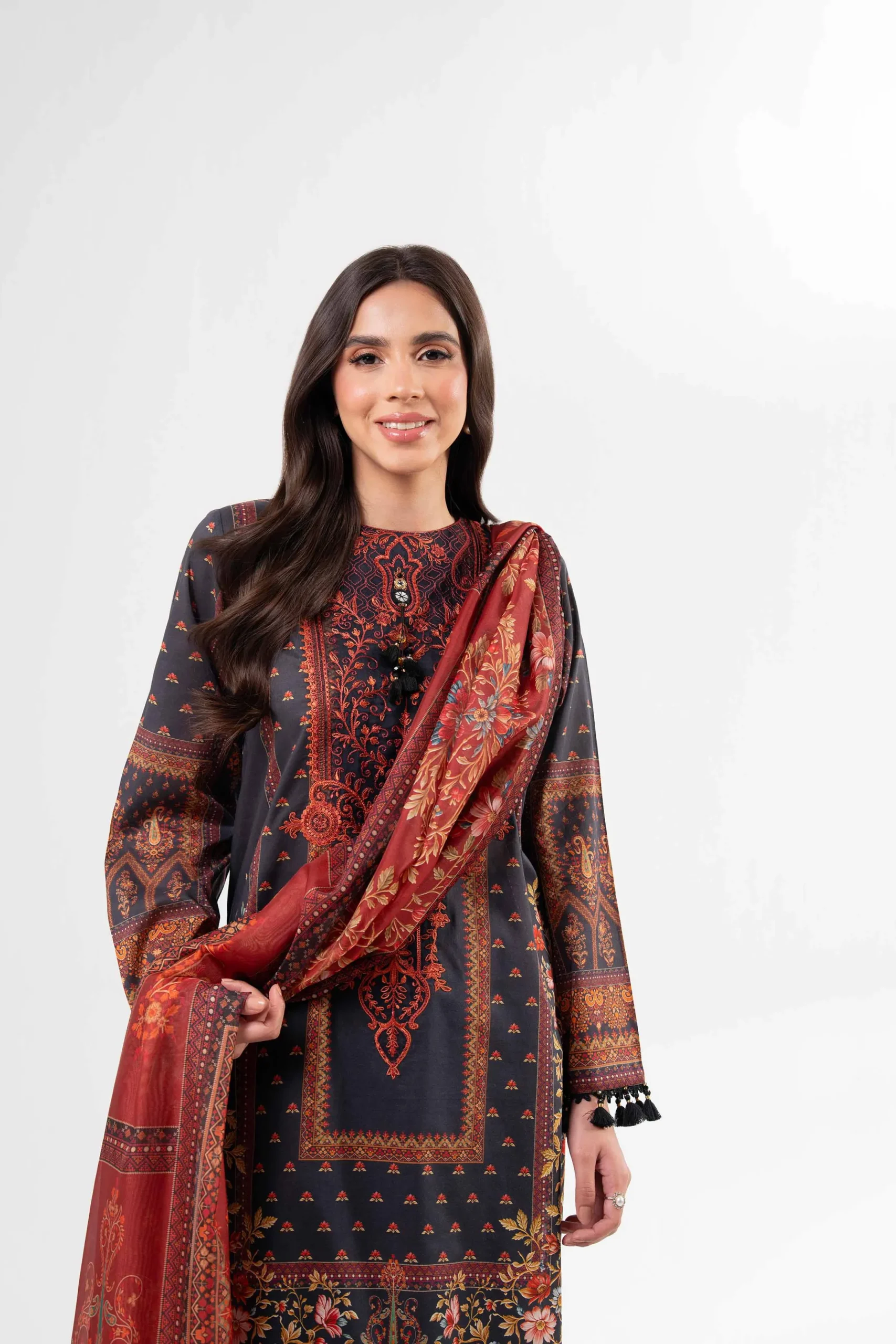 3 Piece - Digital Printed Embroidered Suit - 42502138