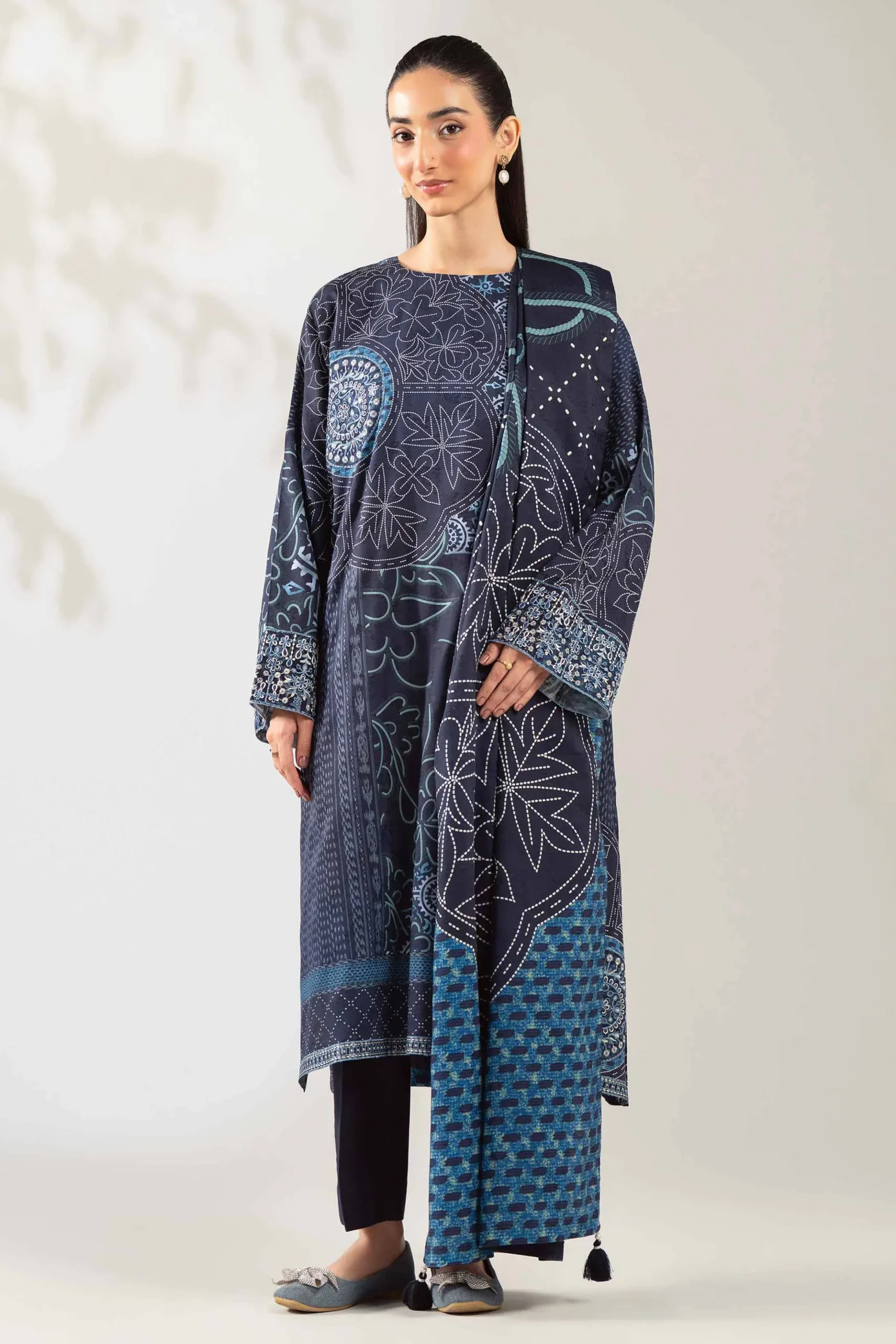 3 Piece - Digital Printed Embroidered Suit - 42502889