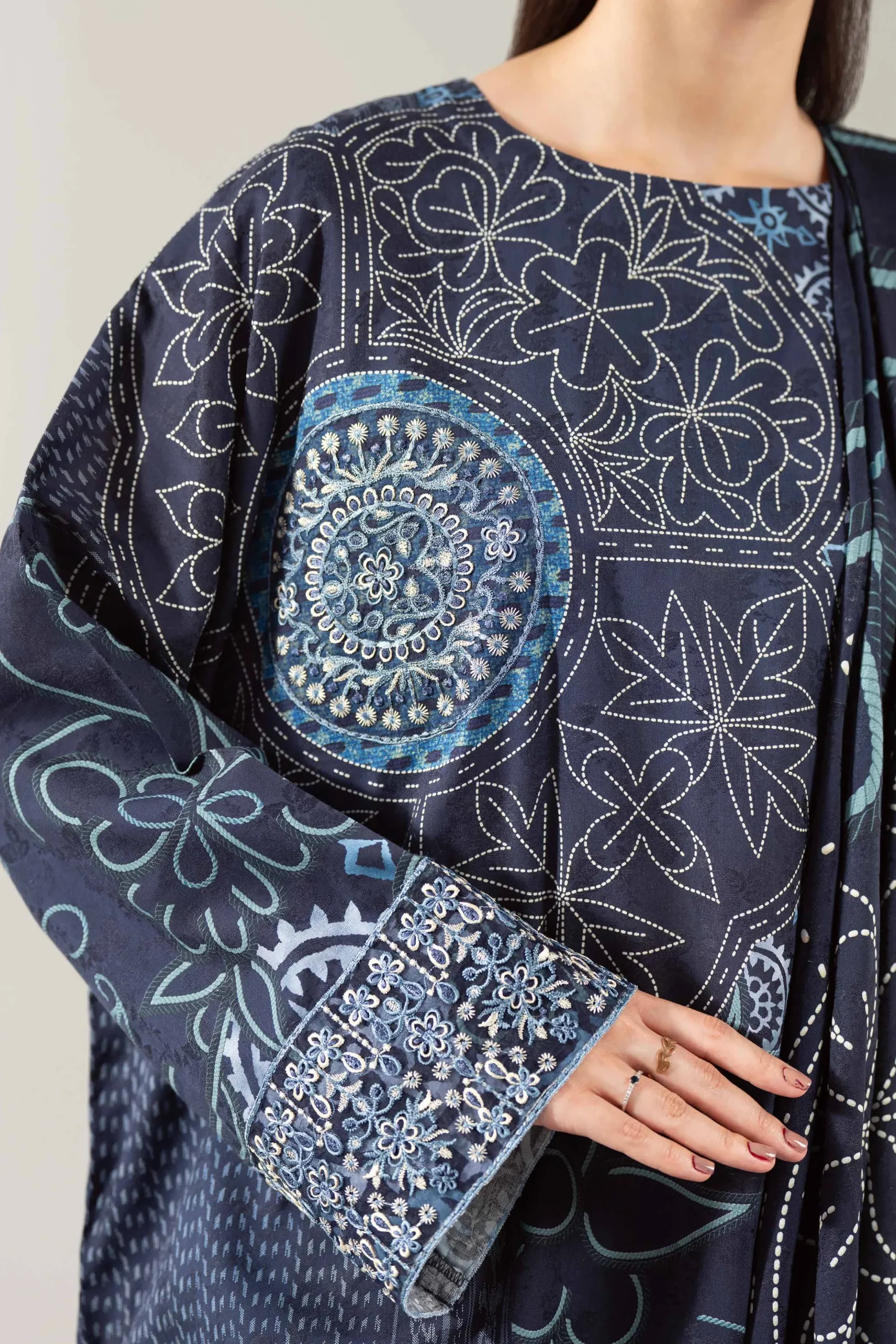 3 Piece - Digital Printed Embroidered Suit - 42502889