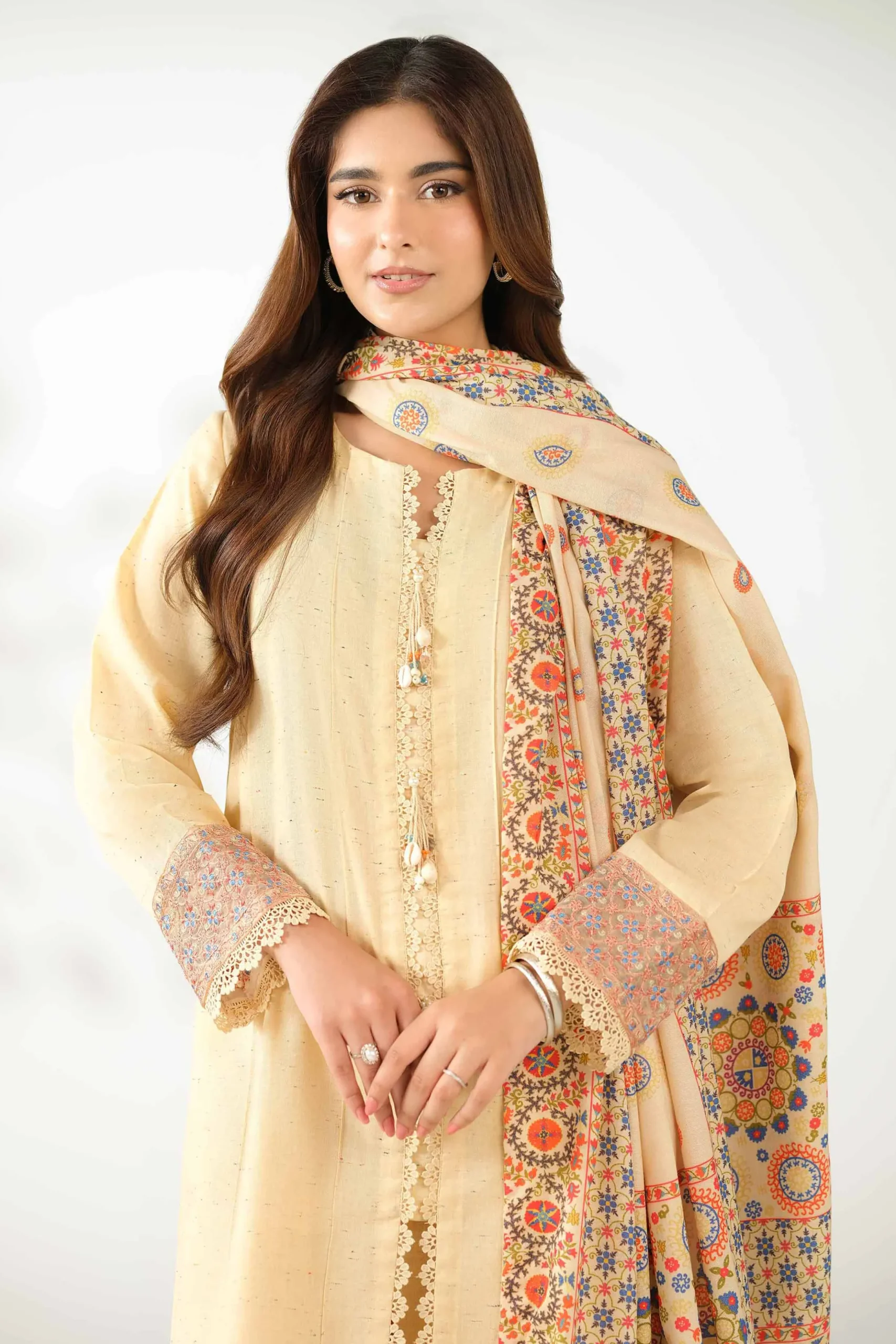 3 Piece - Digital Printed Embroidered Suit - 42502594