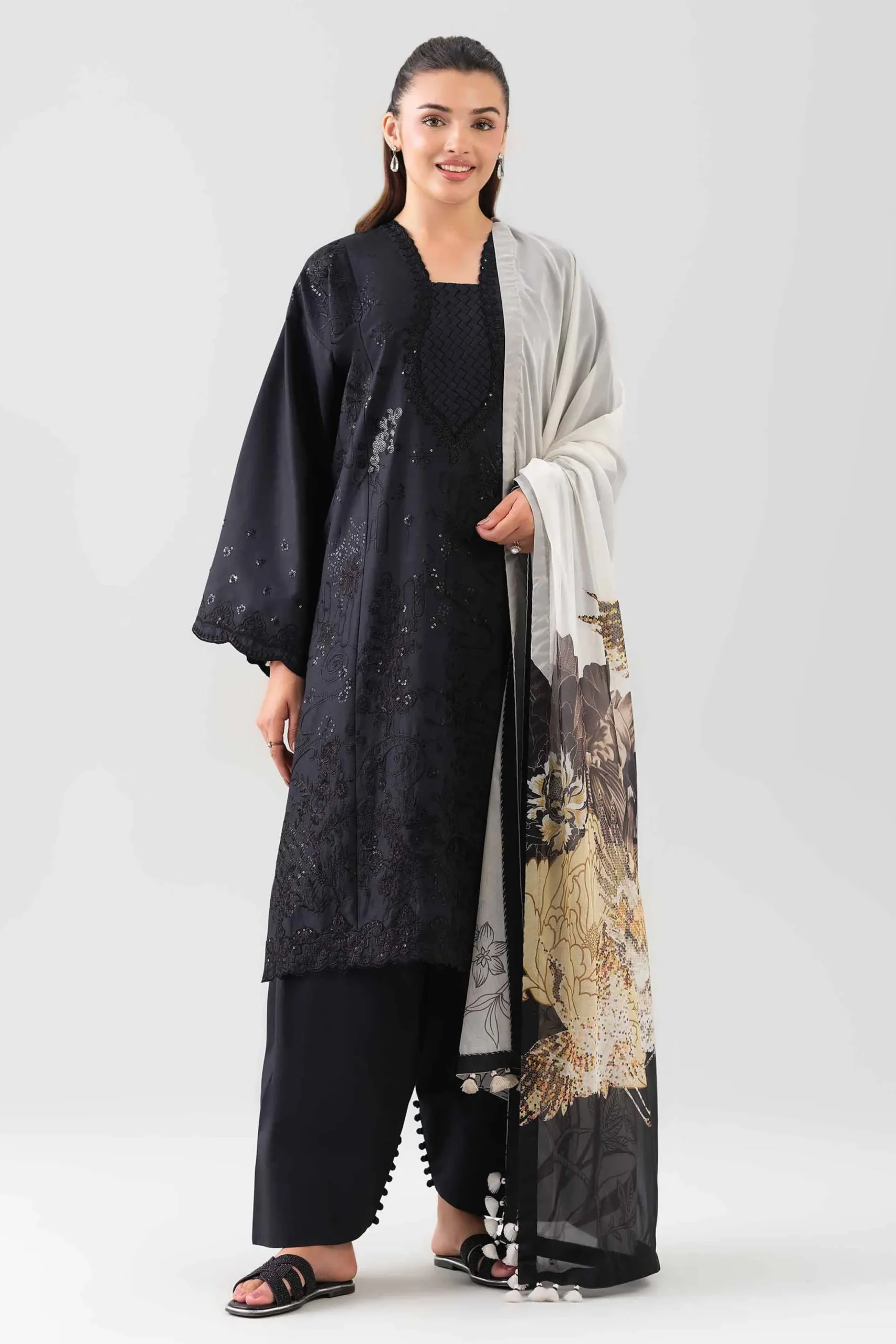 3 Piece - Digital Printed Embroidered Suit - 42601075
