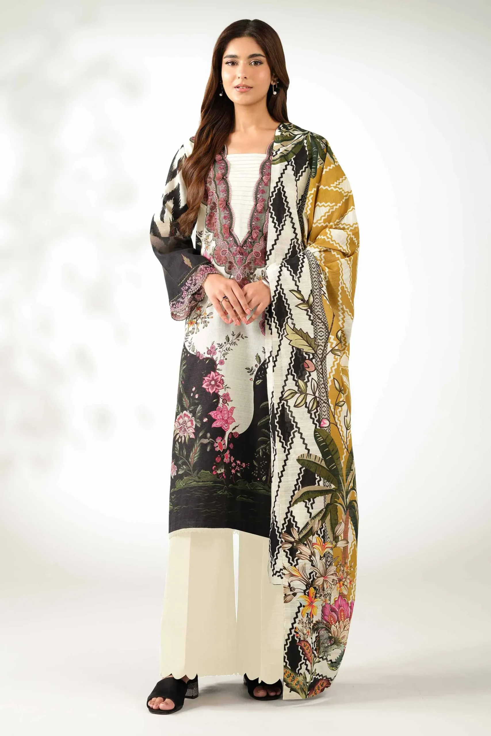 3 Piece - Digital Printed Embroidered Suit - 42502914