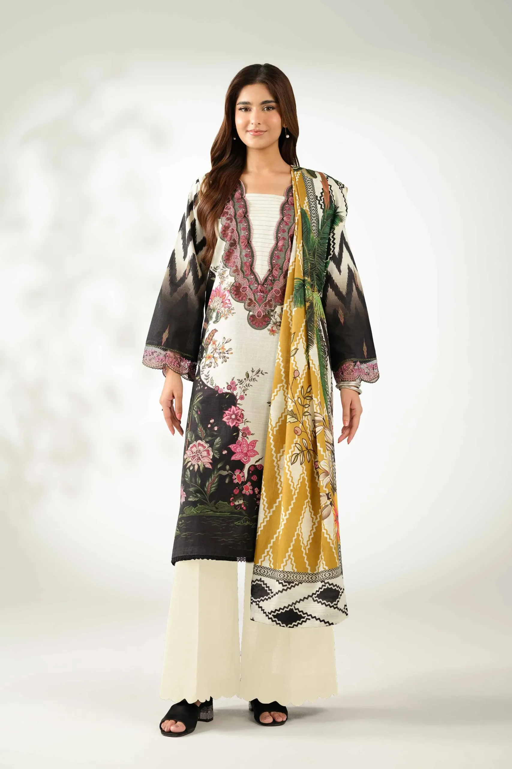 3 Piece - Digital Printed Embroidered Suit - 42502914