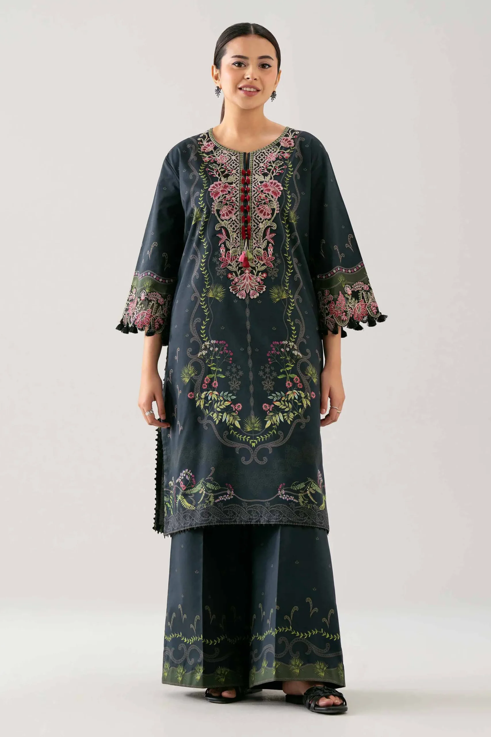 2 Piece - Digital Printed Embroidered Suit - 42601058