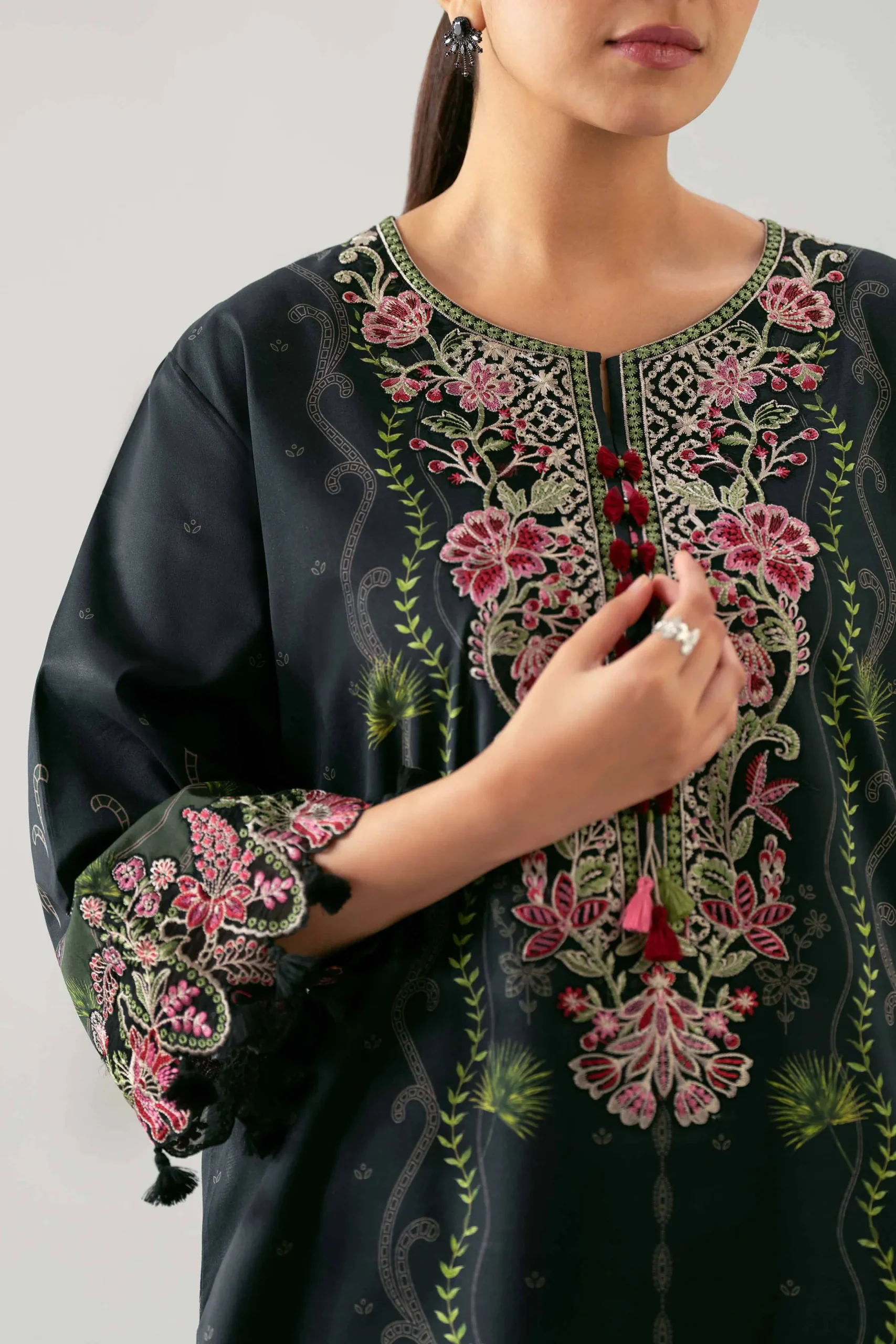 2 Piece - Digital Printed Embroidered Suit - 42601058