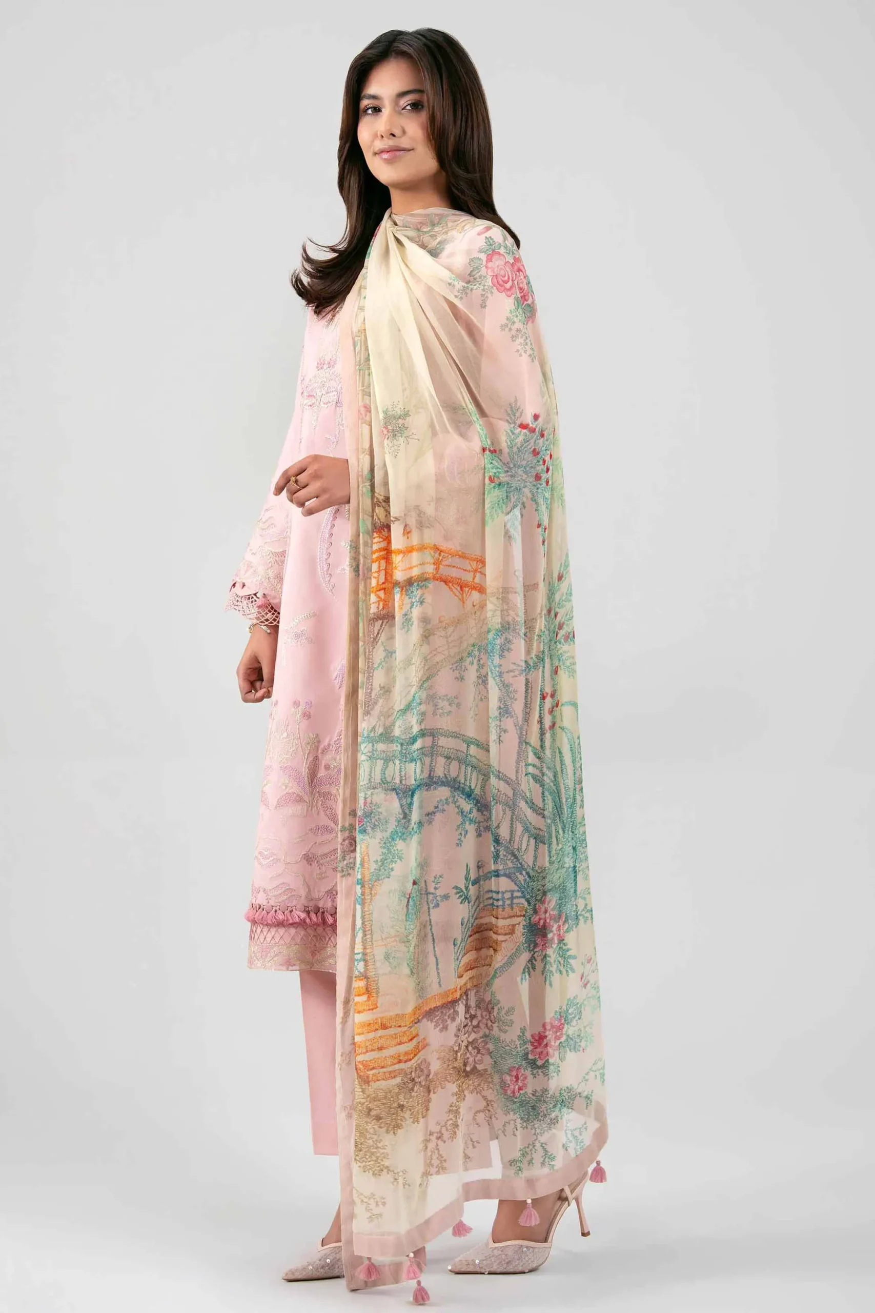 3 Piece - Digital Printed Embroidered Suit - 42601337