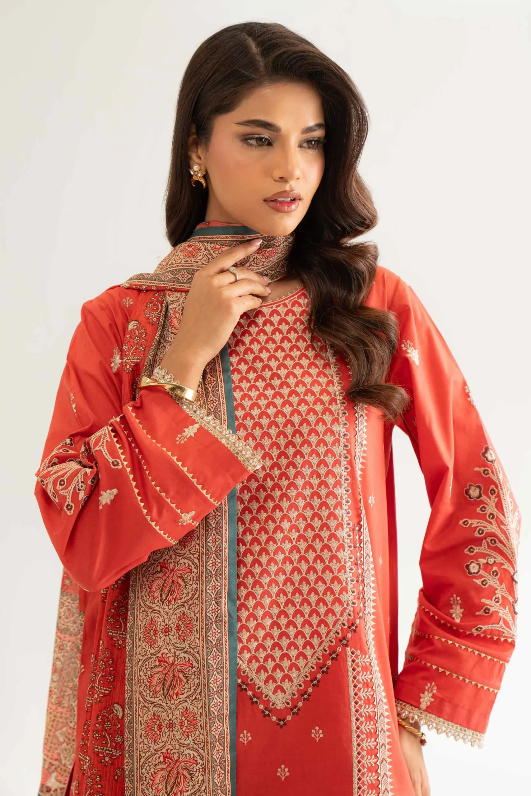 3 Piece - Digital Printed Embroidered Suit - 42501715