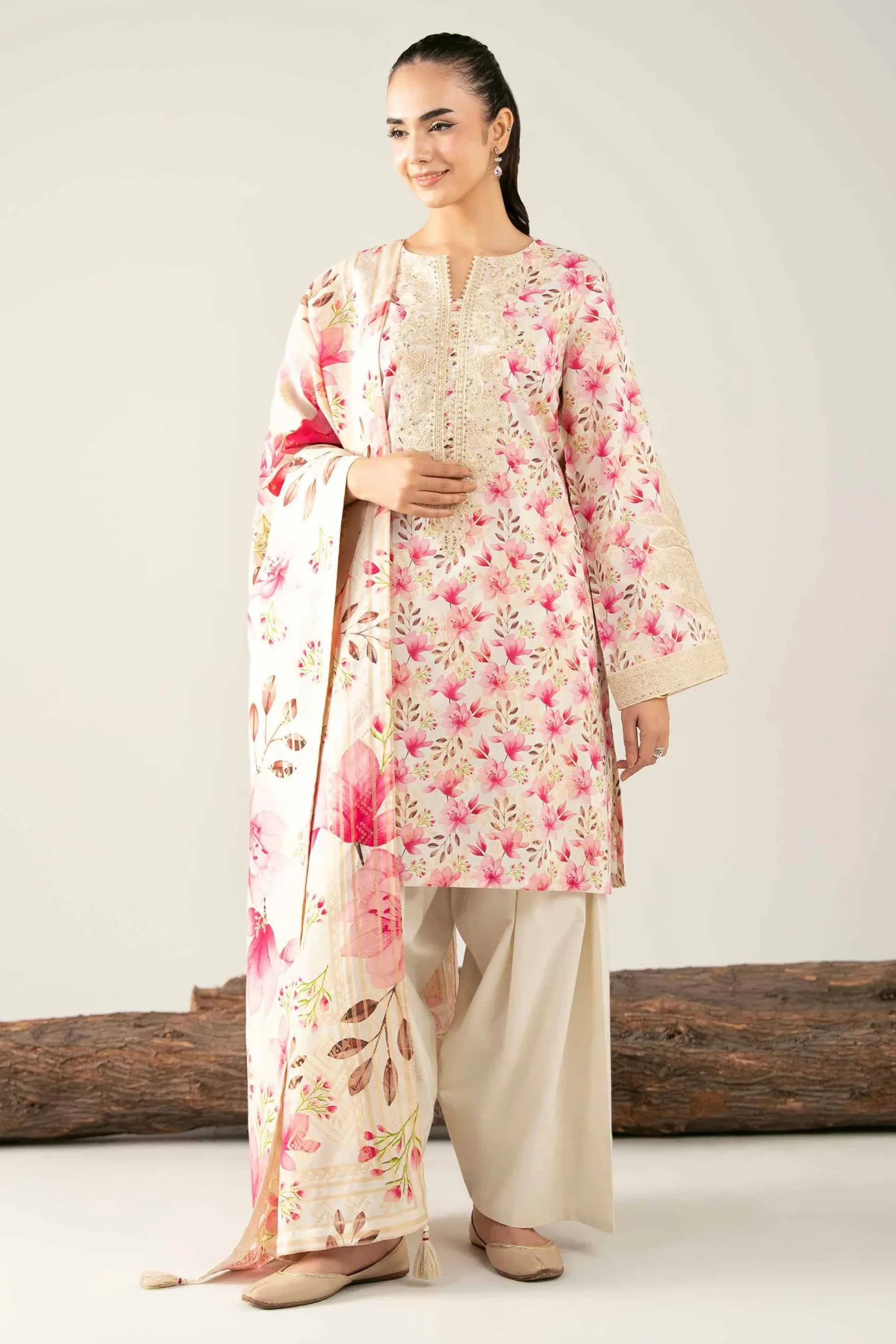 3 Piece - Digital Printed Embroidered Suit - 42503601