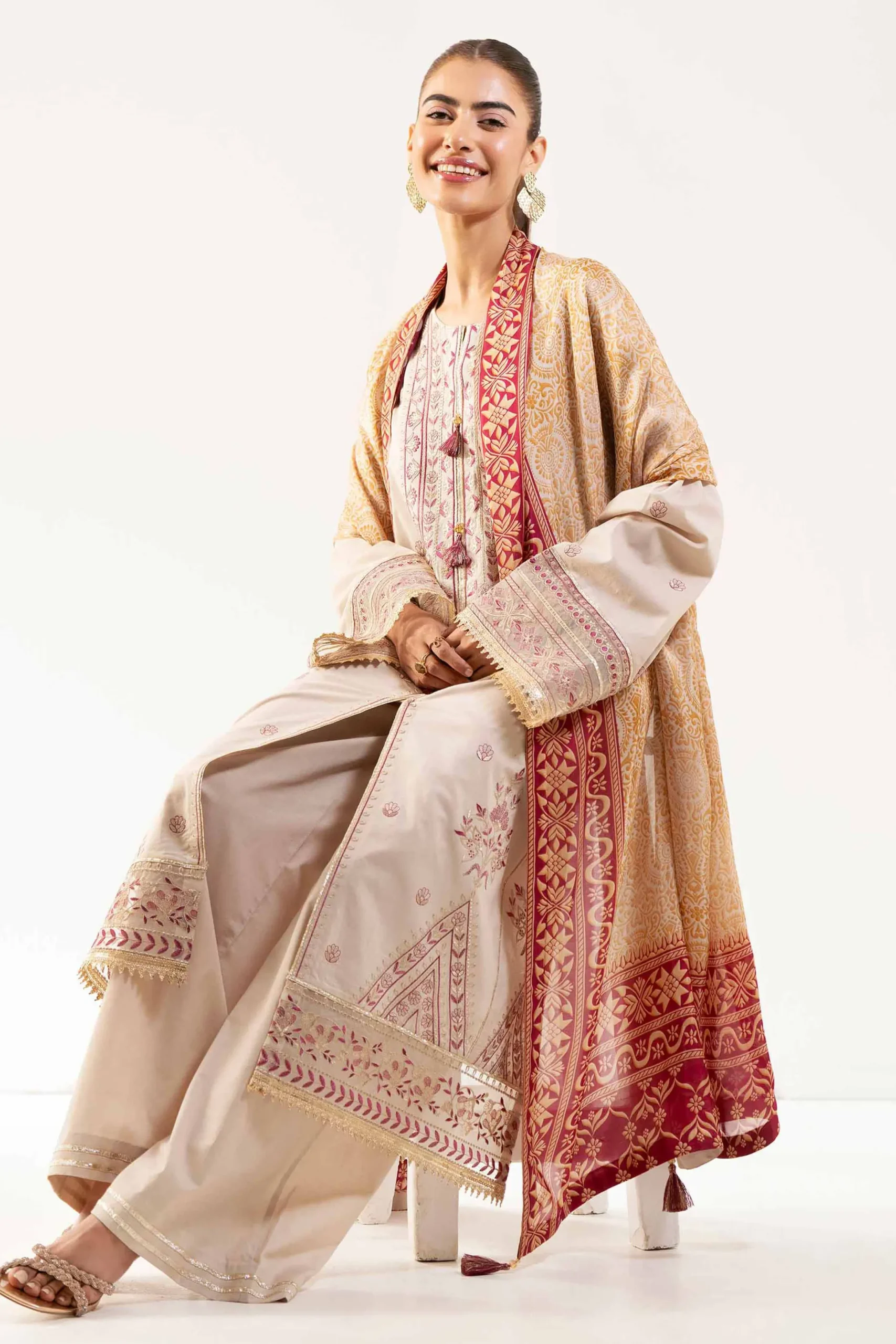3 Piece - Digital Printed Embroidered Suit - 42501710