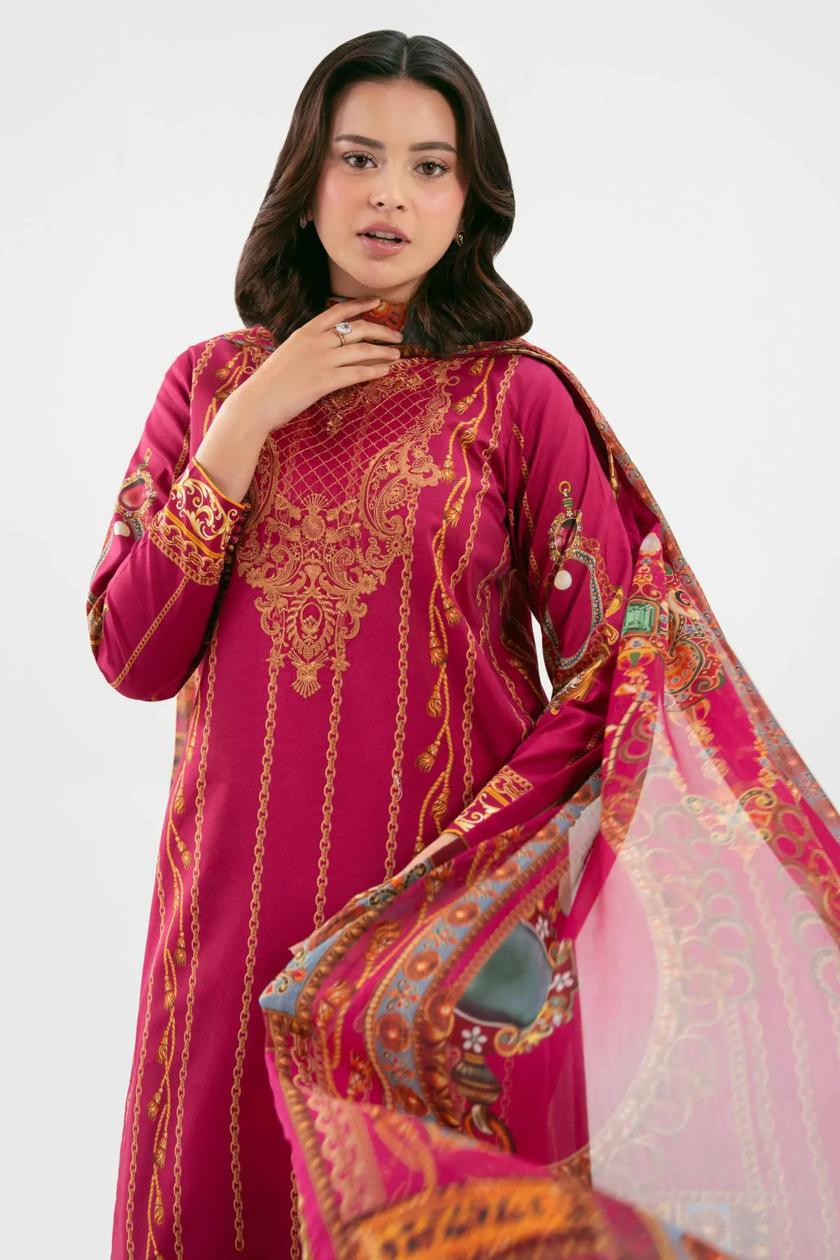 3 Piece - Digital Printed Embroidered Suit - 42601217
