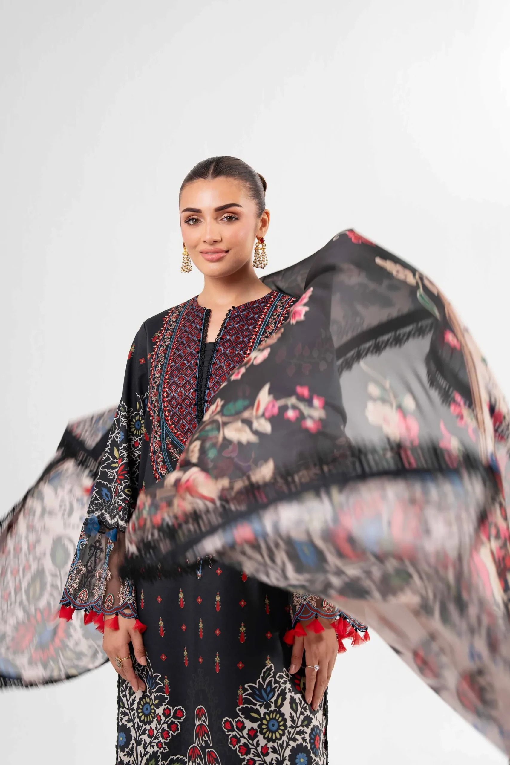 3 Piece - Digital Printed Embroidered Suit - 42502135