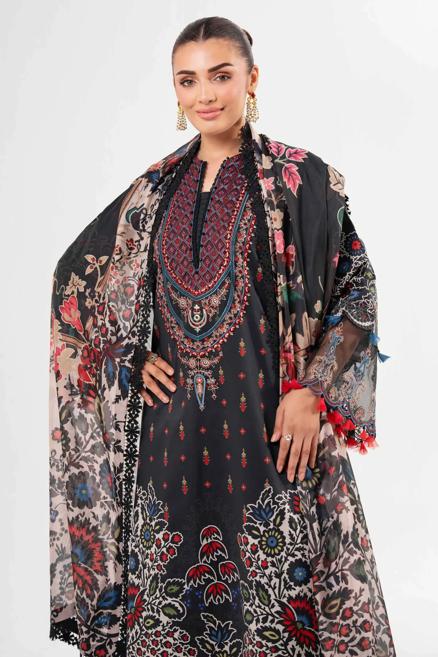 3 Piece - Digital Printed Embroidered Suit - 42502135