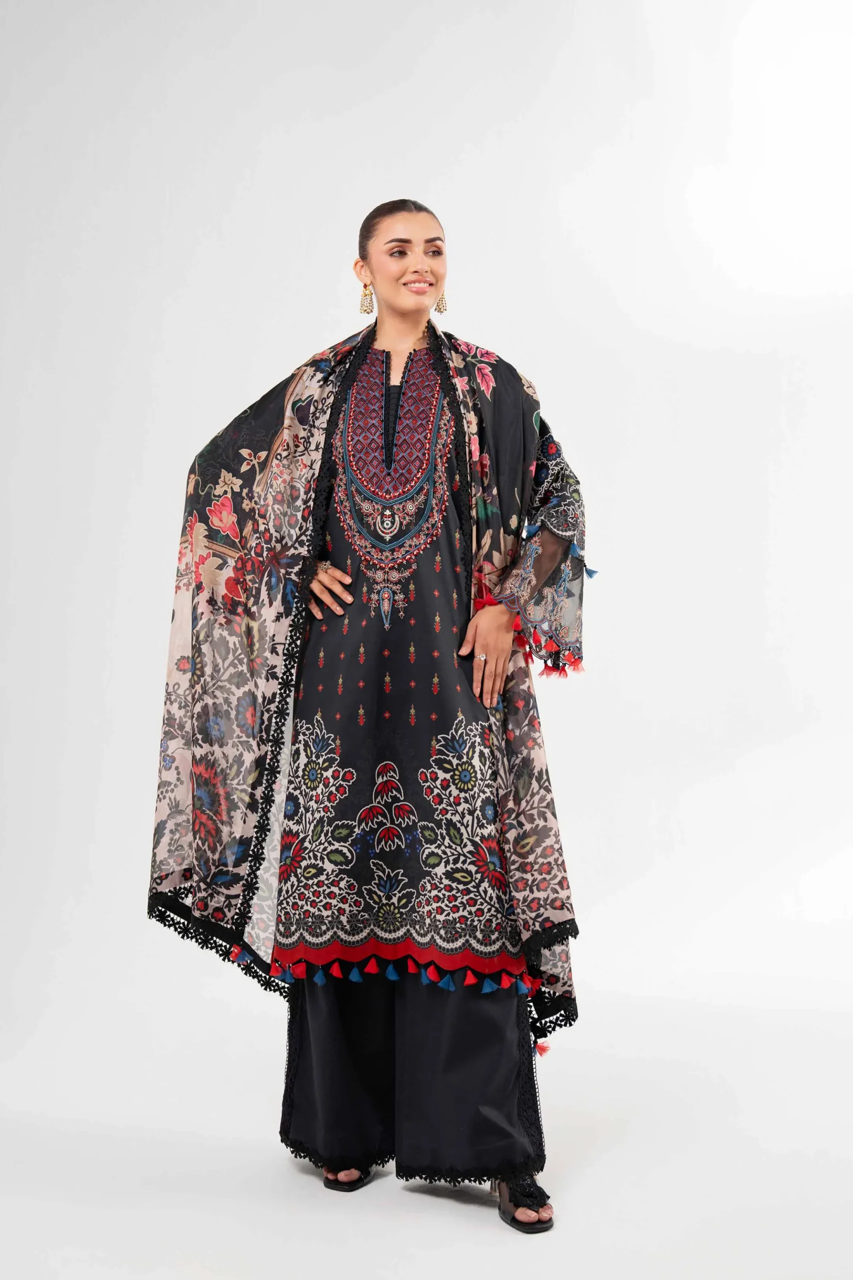3 Piece - Digital Printed Embroidered Suit - 42502135